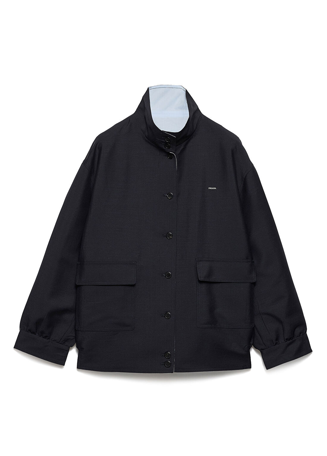 Prada Mavi Kid Mohair ve Poplin Kadın Ceket