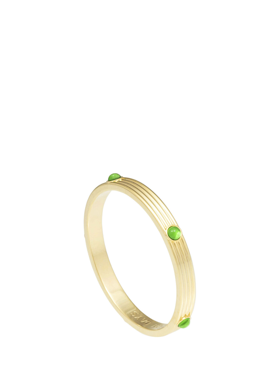 Halcyon Days Ribbed Cabochon Emerald Yeşil Altın Rengi Kadın Bilezik görsel 2