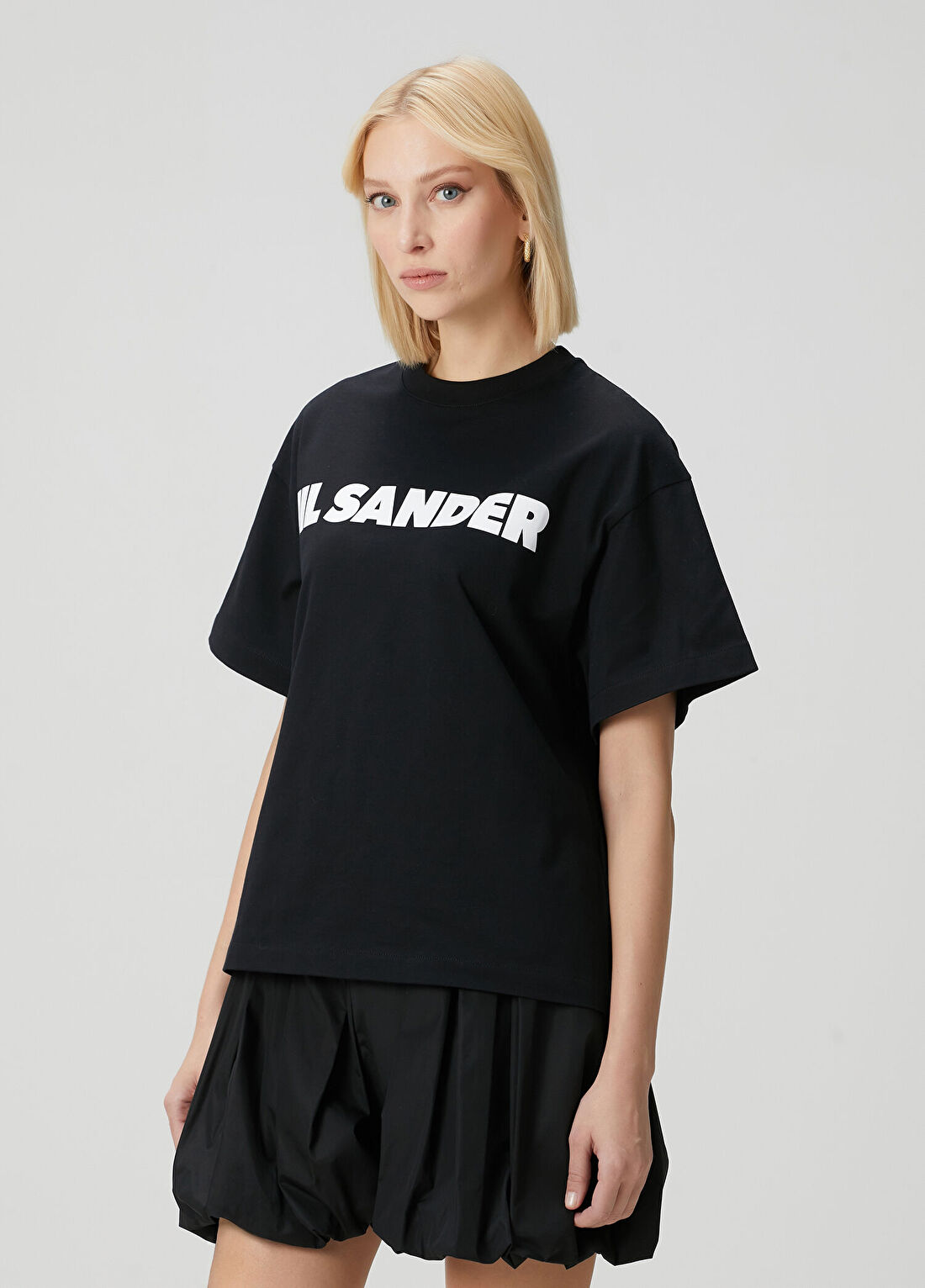 Jil Sander Siyah Logolu T-shirt