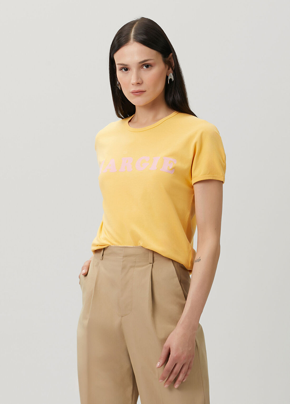 MM6 Maison Margiela Sarı Baskılı T-shirt görsel 3