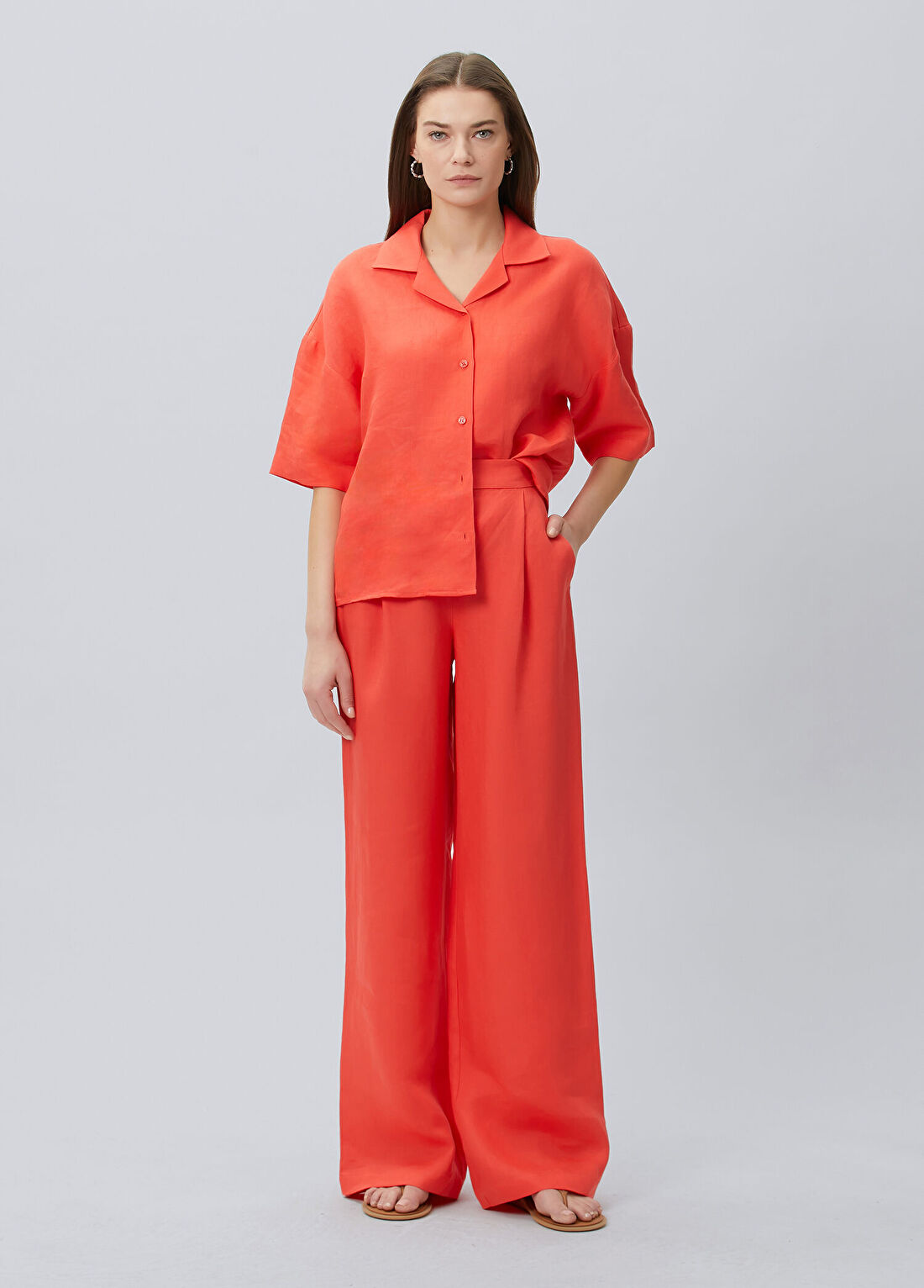 Beymen Collection Nar Çiçeği Keten Pantolon