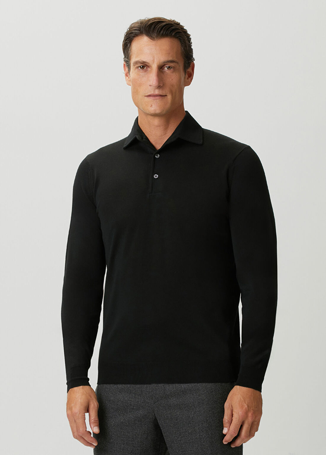 Lardini Siyah Polo Yaka Yün Triko görsel 3