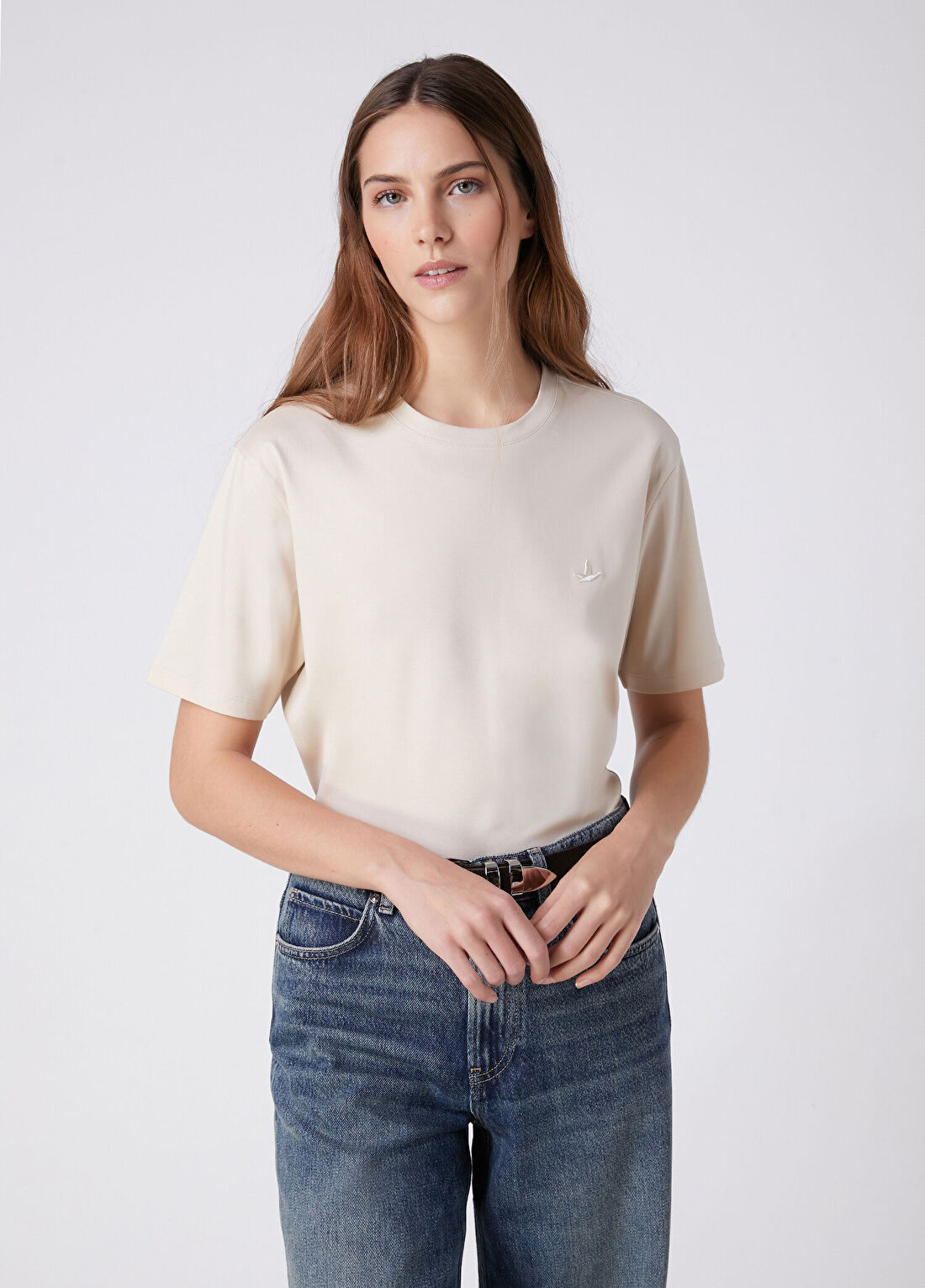 Beymen Club Bej Basic T-shirt görsel 4