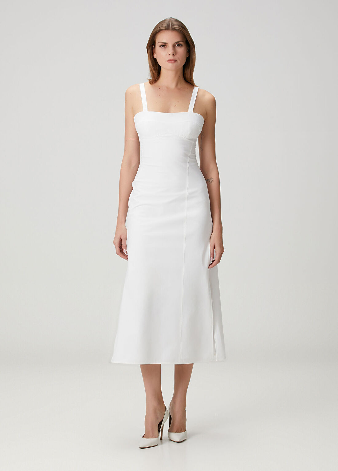 Victoria Beckham Beyaz Midi Elbise