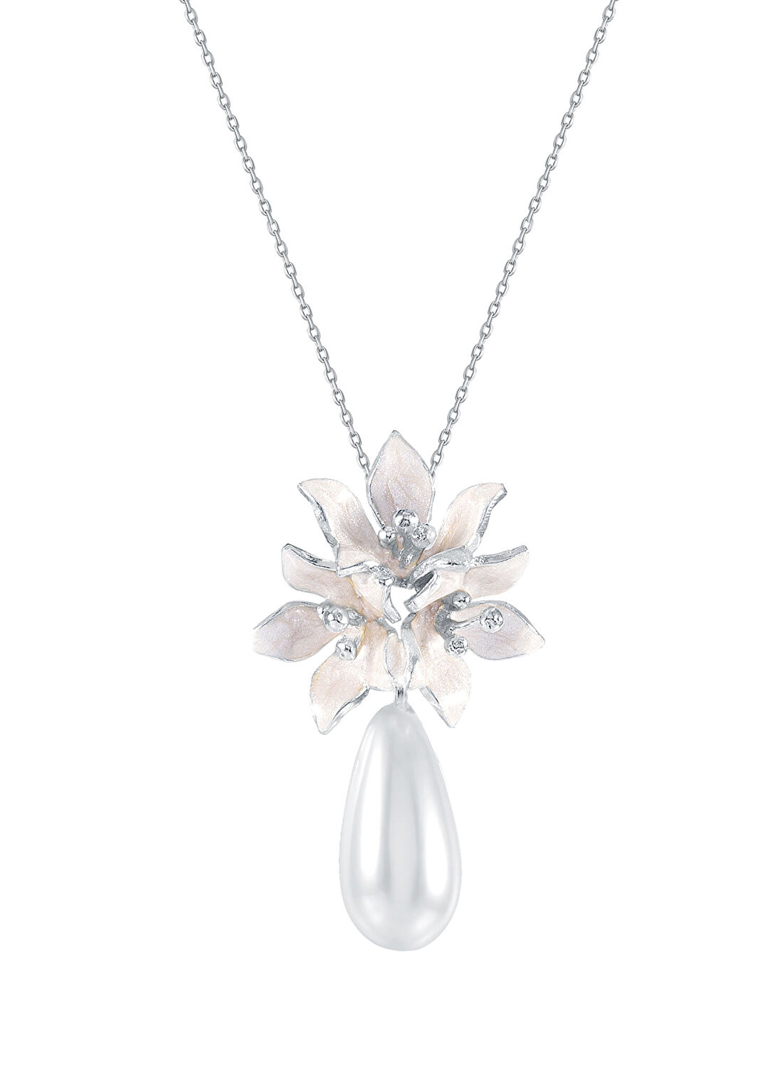 Ezra Baghaki Jewellery İncili Yasemin Demeti 925 Ayar Gümüş Kadın Kolye