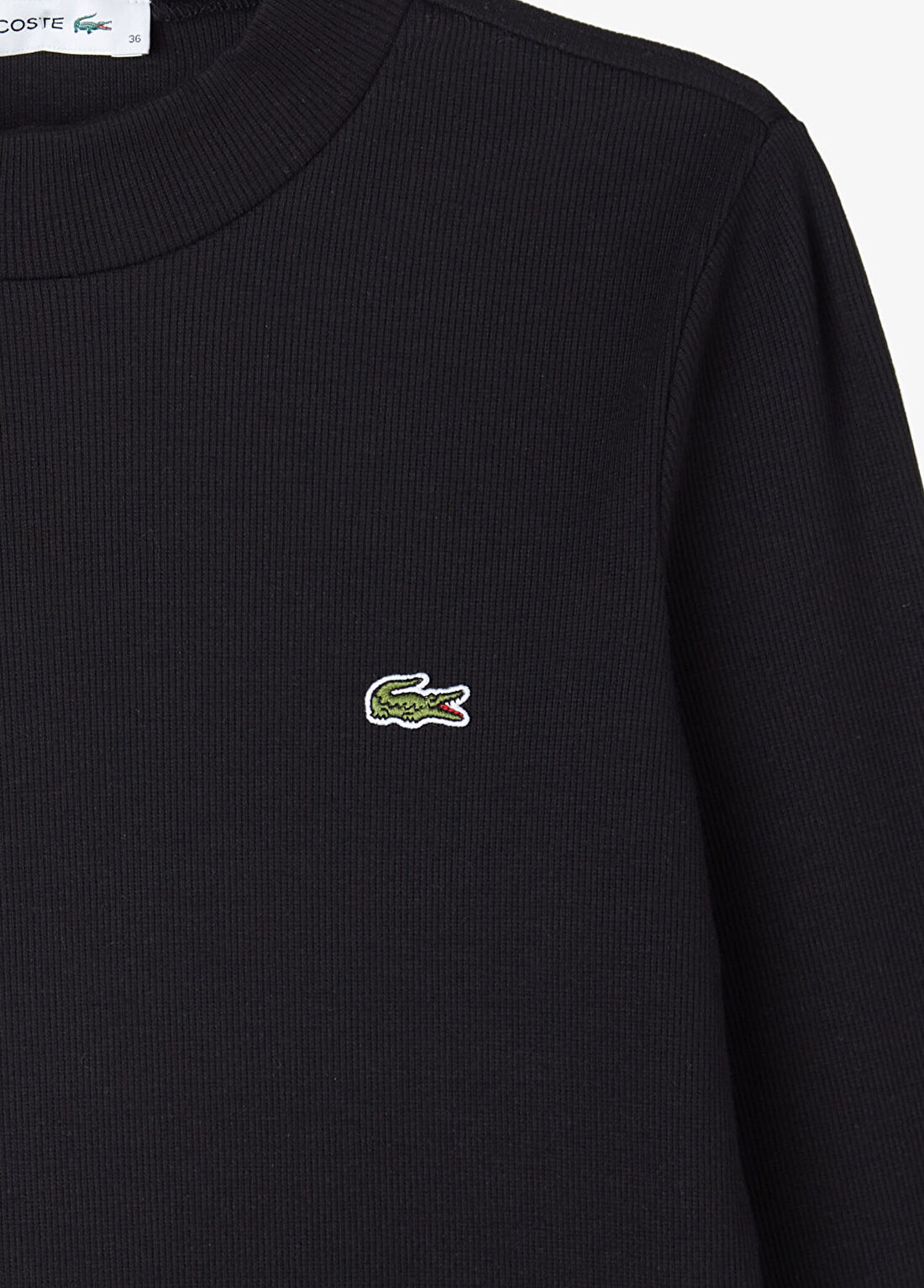 Lacoste Siyah Bisiklet Yaka Slim Fit Uzun Kollu Kadın T-Shirt görsel 4