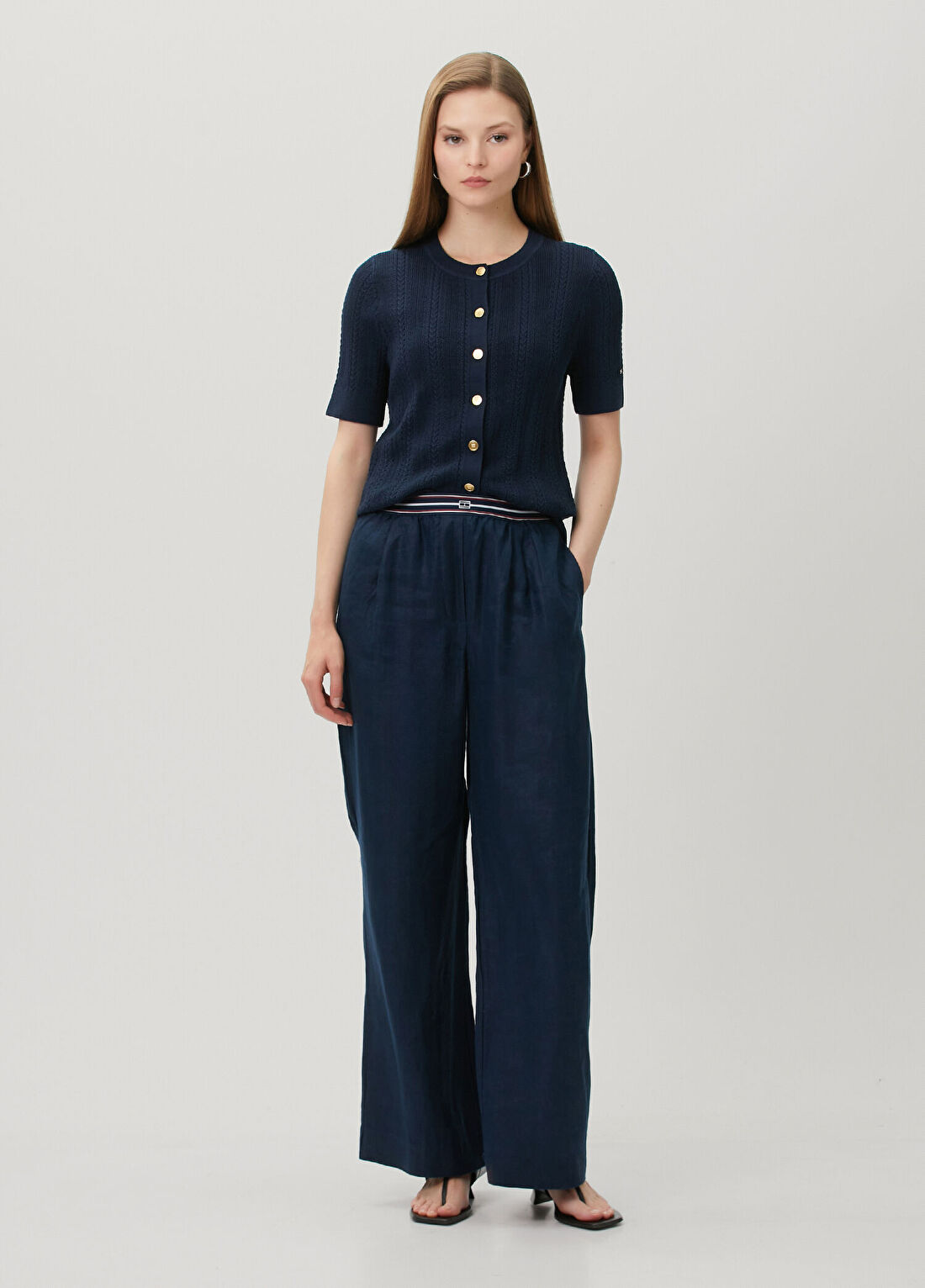 Tommy Hilfiger Summer Lacivert Saç Örgü Hırka görsel 2