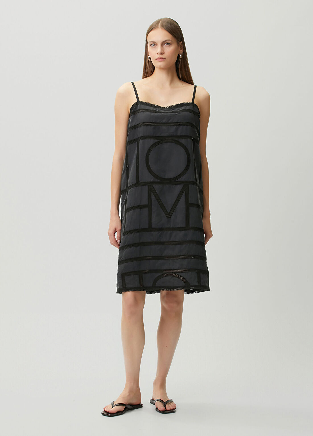 Toteme Siyah Monogram Mini İpek Elbise