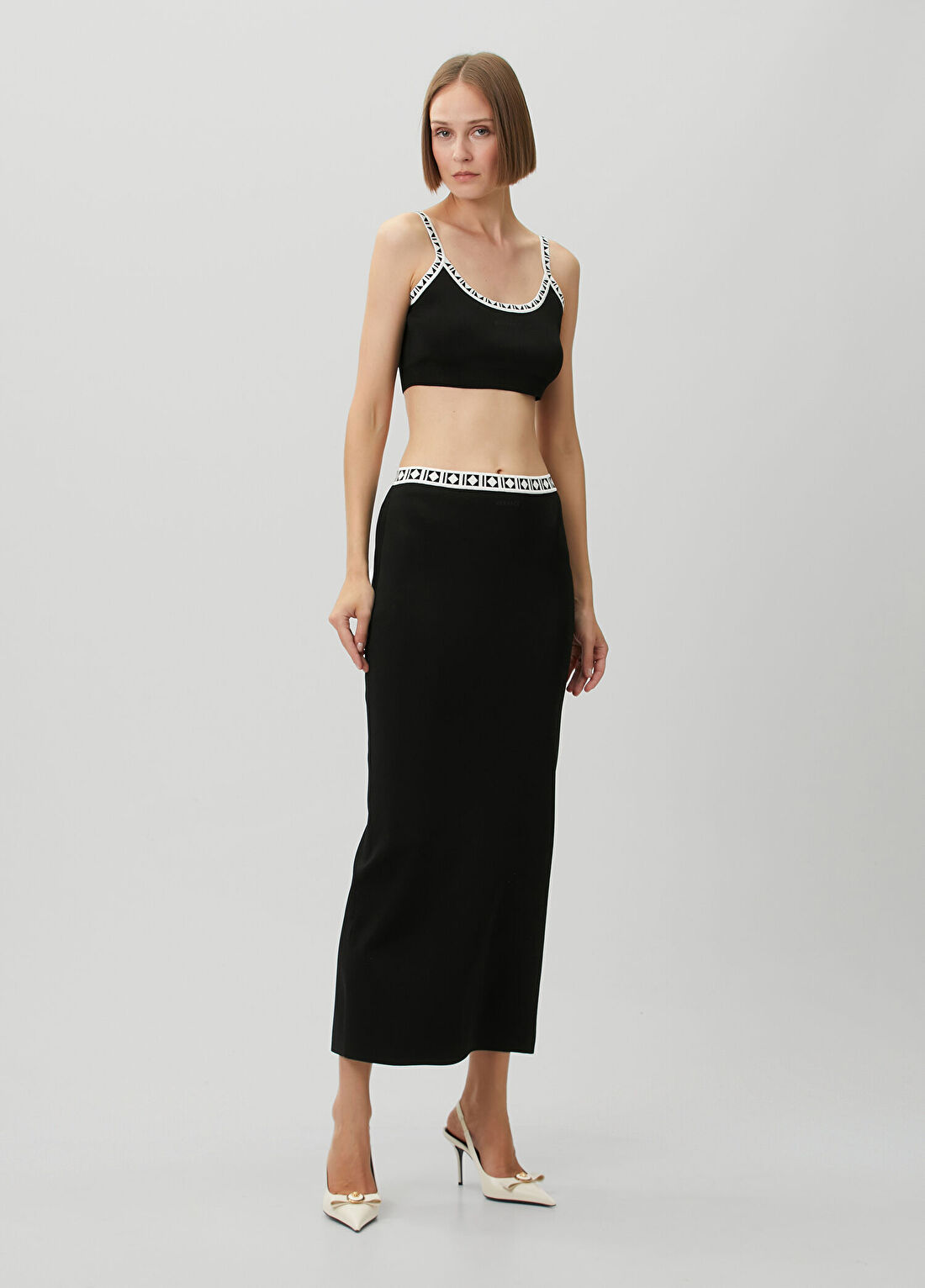 Versace Siyah Crop Triko görsel 2