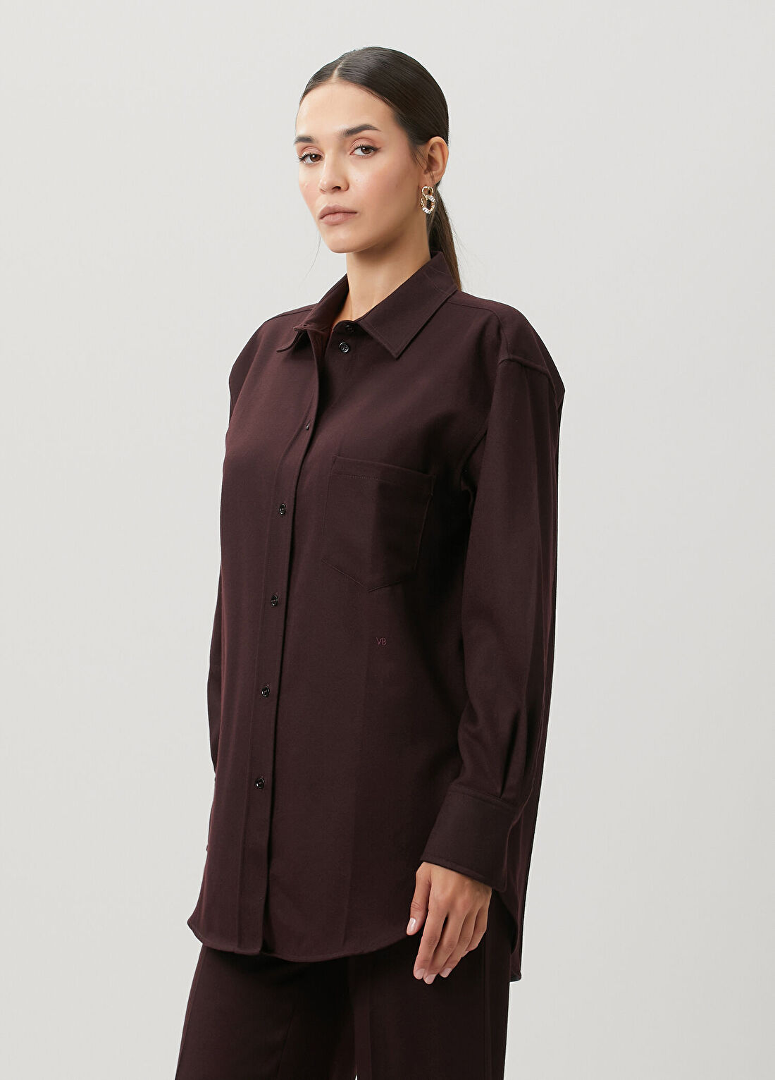 Victoria Beckham Bordo Yün Gömlek görsel 4