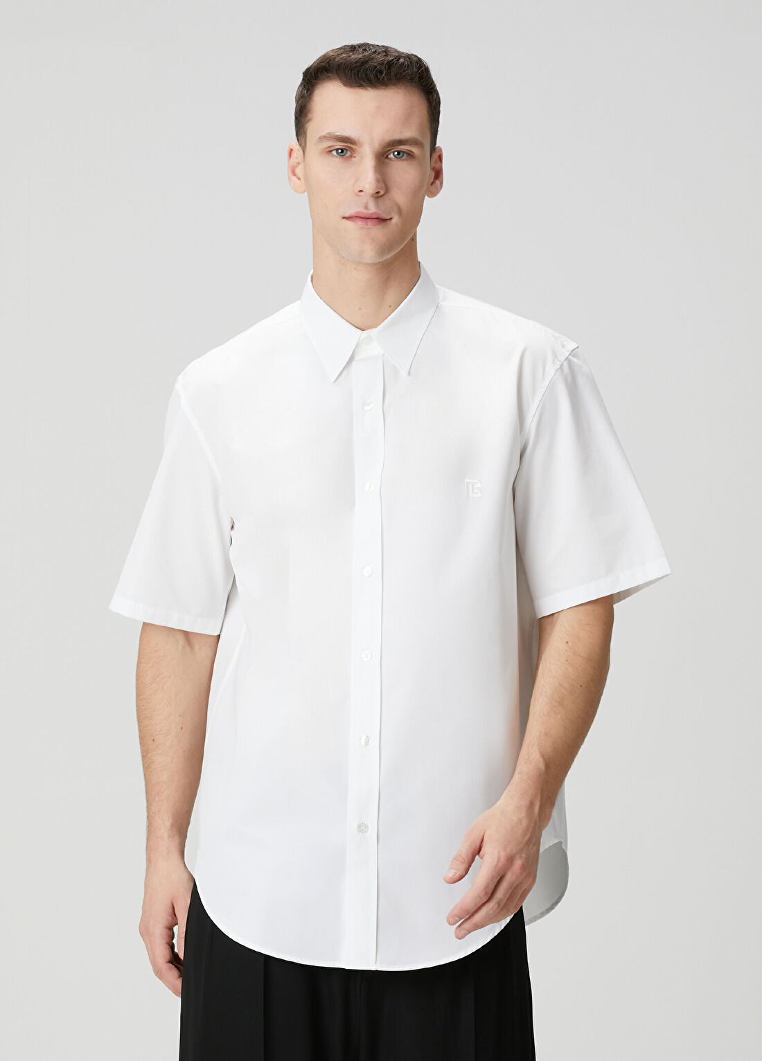 Balmain Regular Fit Beyaz Kısa Kollu Poplin Gömlek