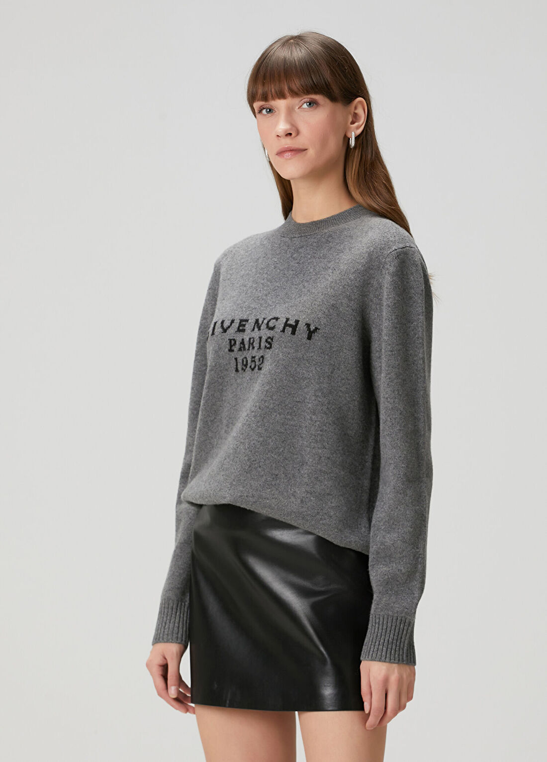 Givenchy Gri Logo Jakarlı Yün Kazak görsel 3
