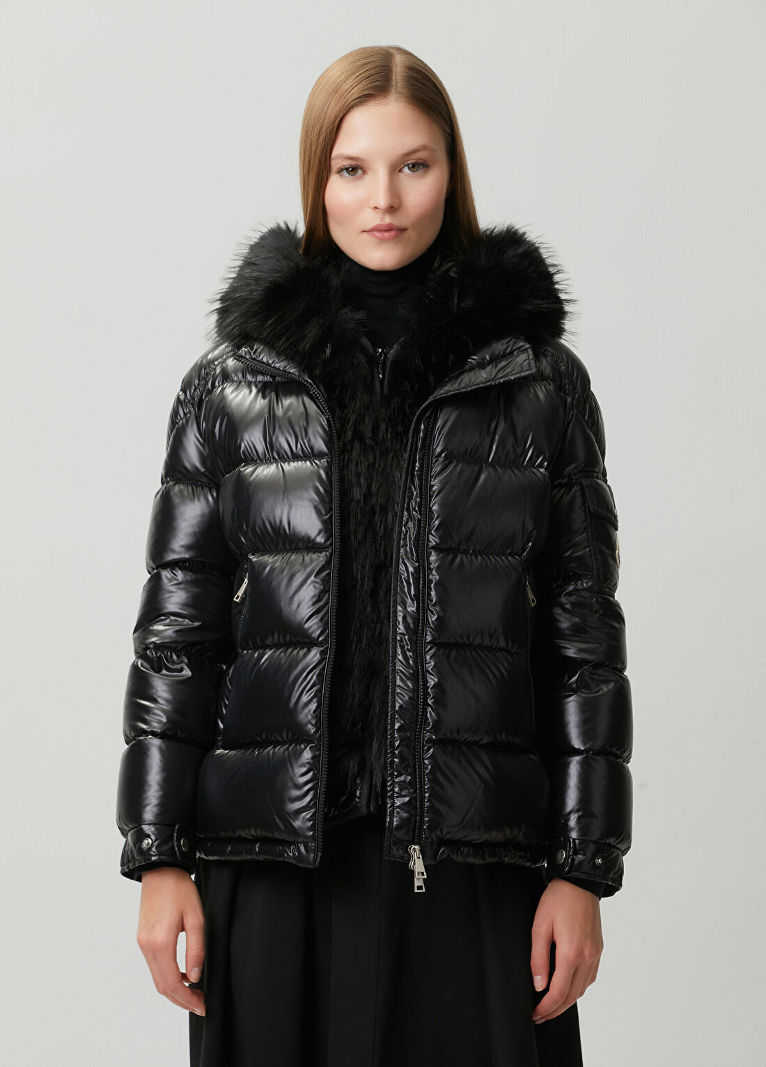 Moncler Siyah Kapüşonlu Puffer Mont