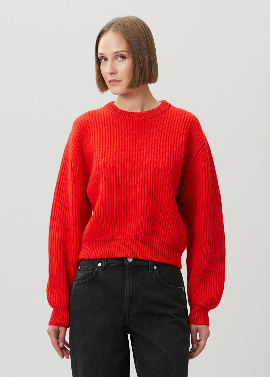 Jil Sander Kırmızı Ribli Kazak