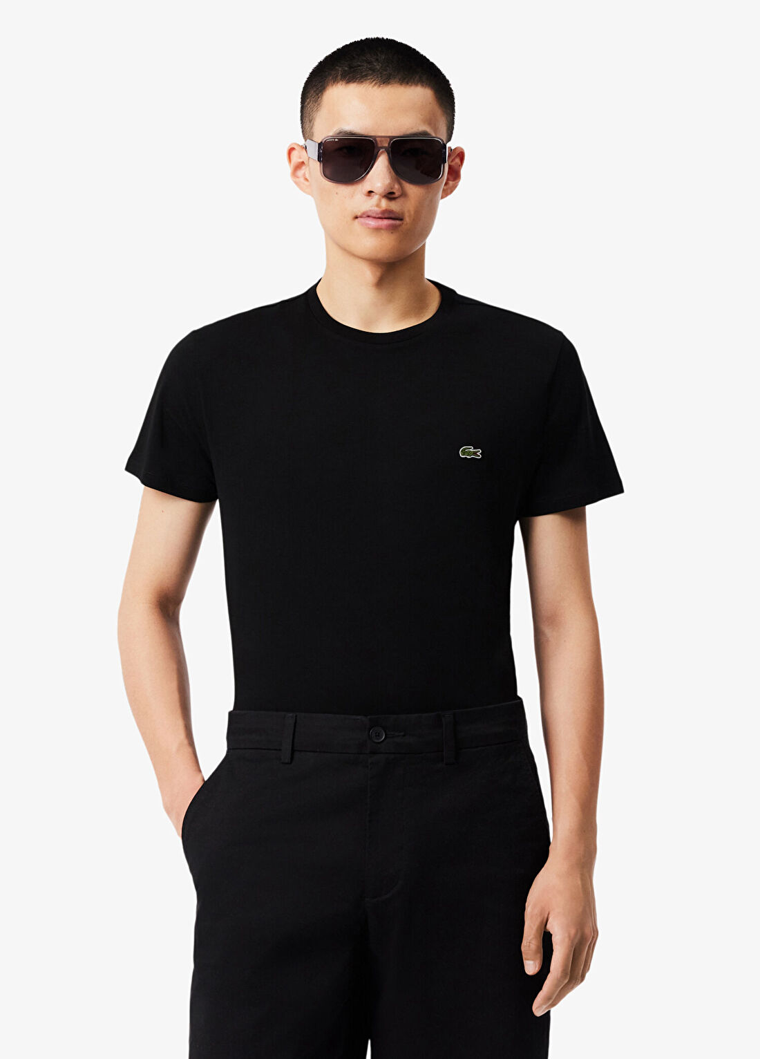 Lacoste Siyah Bisiklet Yaka Regular Fit Kısa Kollu Erkek T-Shirt