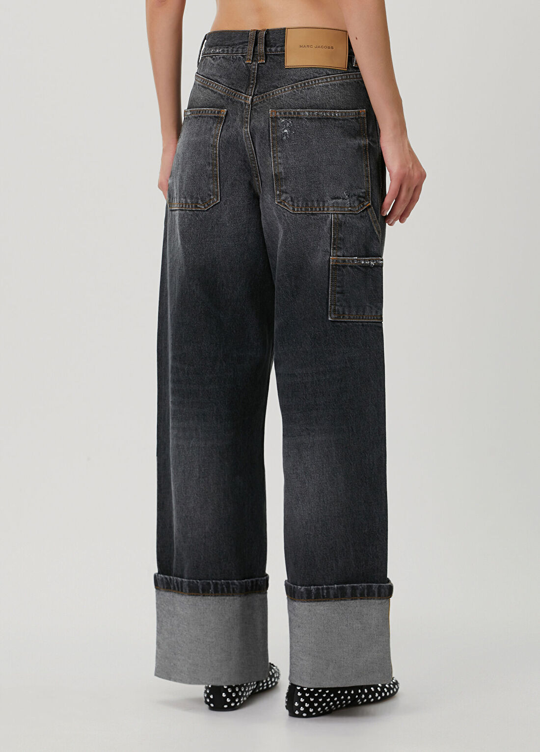 Marc Jacobs Antrasit Wide Leg Jean Pantolon görsel 4