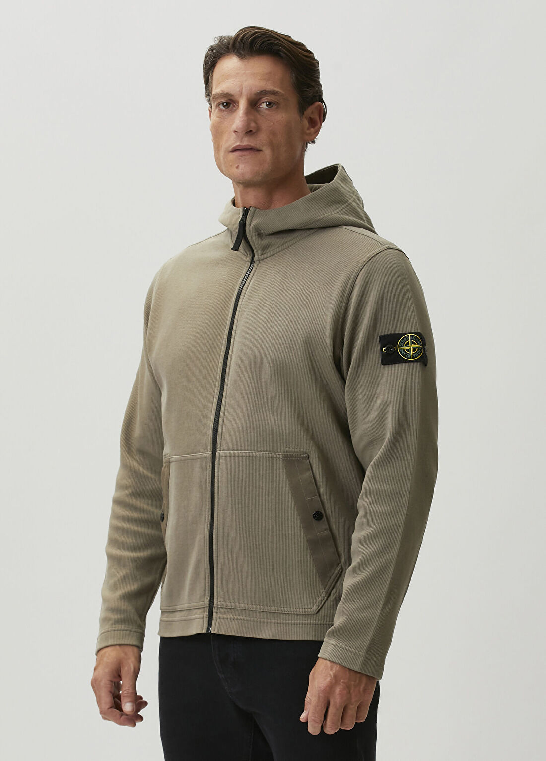 Stone Island Haki Kapüşonlu Sweatshirt görsel 3