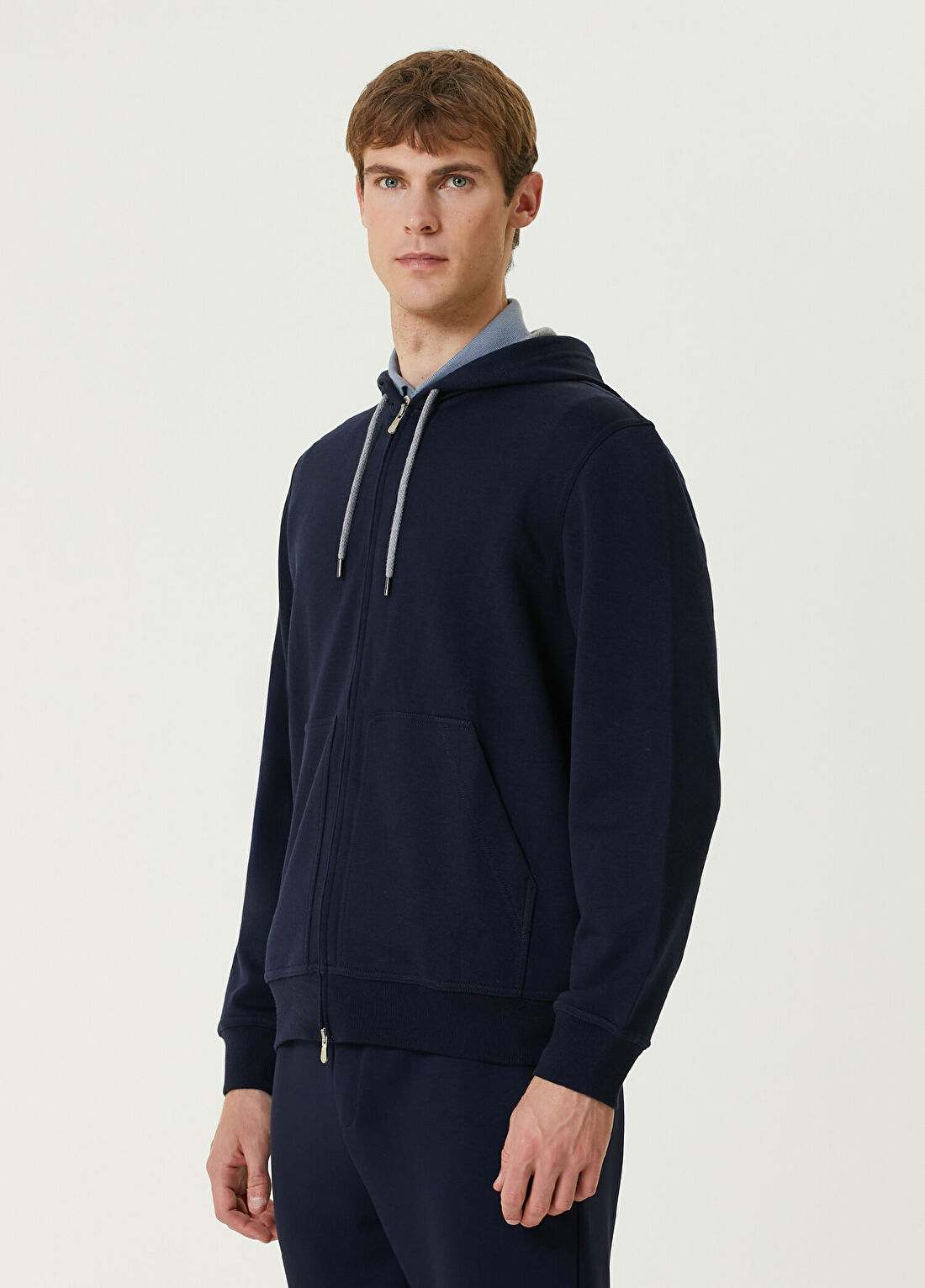 Brunello Cucinelli Lacivert Kapüşonlu Sweatshirt görsel 3