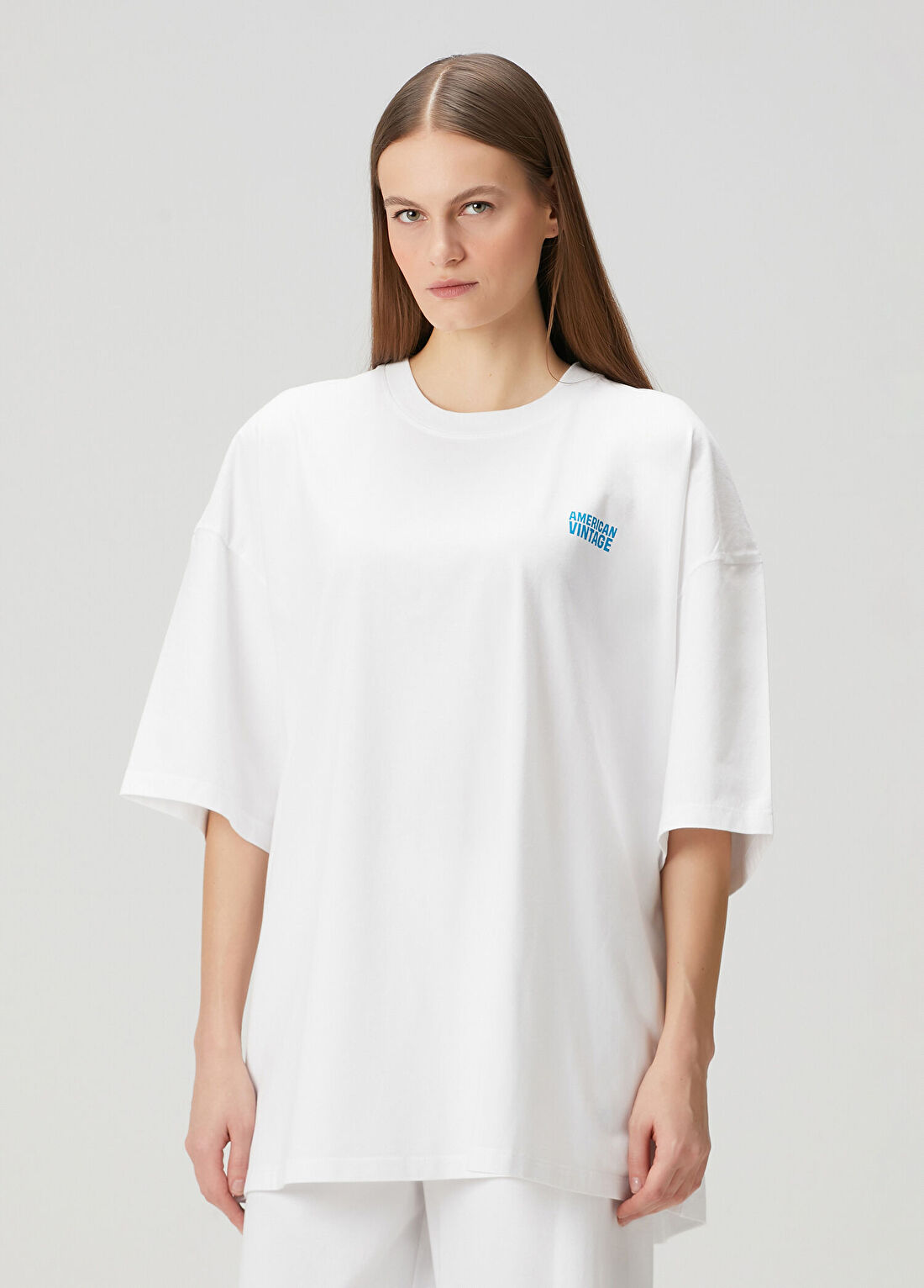 American Vintage Gixy Oversized Beyaz T-shirt