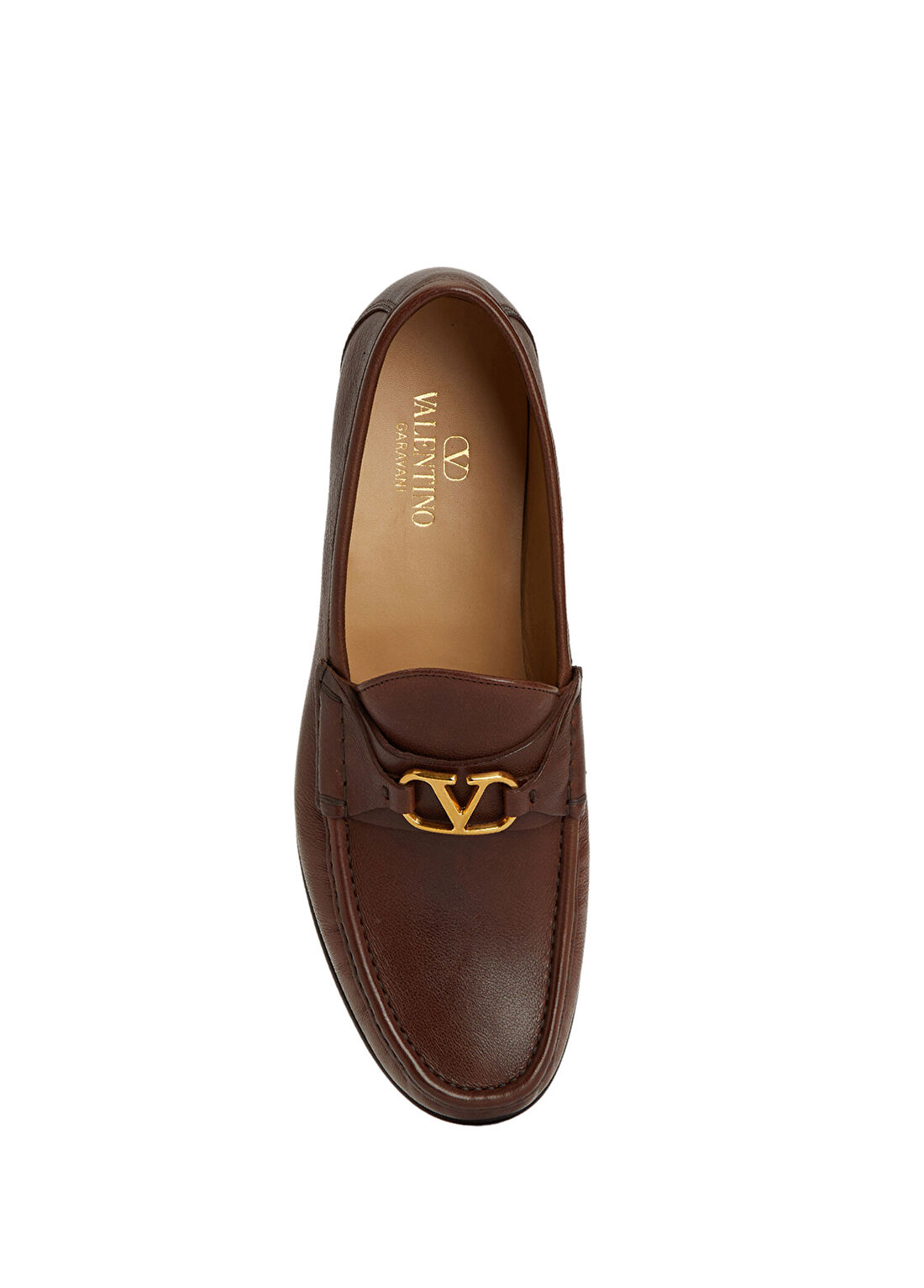 Valentino Garavani VLogo Kahverengi Erkek Deri Loafer görsel 4