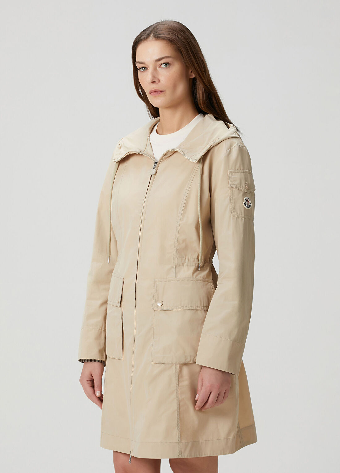 Moncler Açık Bej Kapüşonlu Mont görsel 3