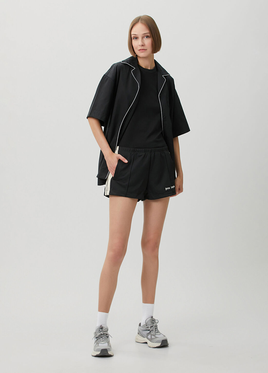 Palm Angels Siyah Beyaz Şeritli Şort