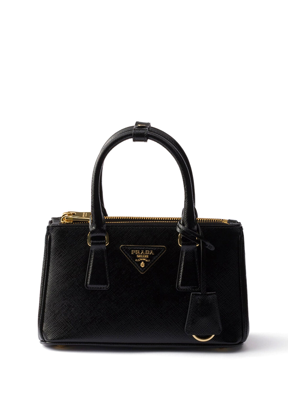 Prada Galleria Siyah Rugan Saffiano Deri Kadın Mini El Çantası