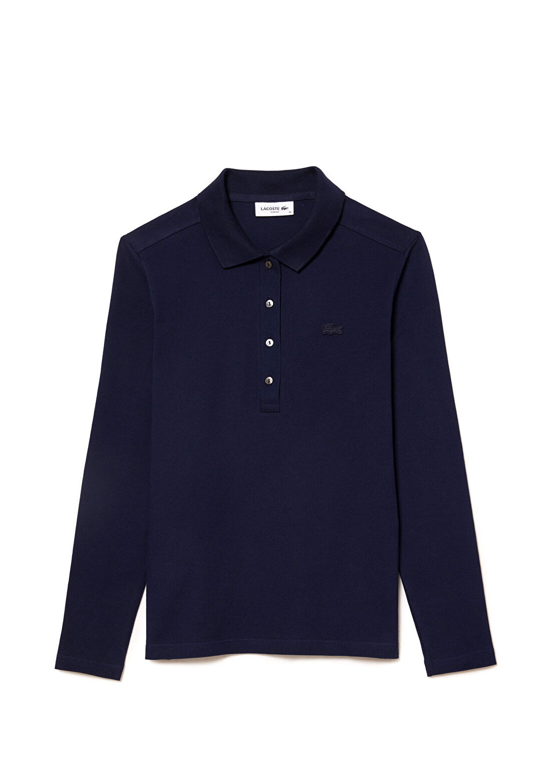 Lacoste Lacivert Polo Yaka Slim Fit Uzun Kollu Kadın T-shirt görsel 4