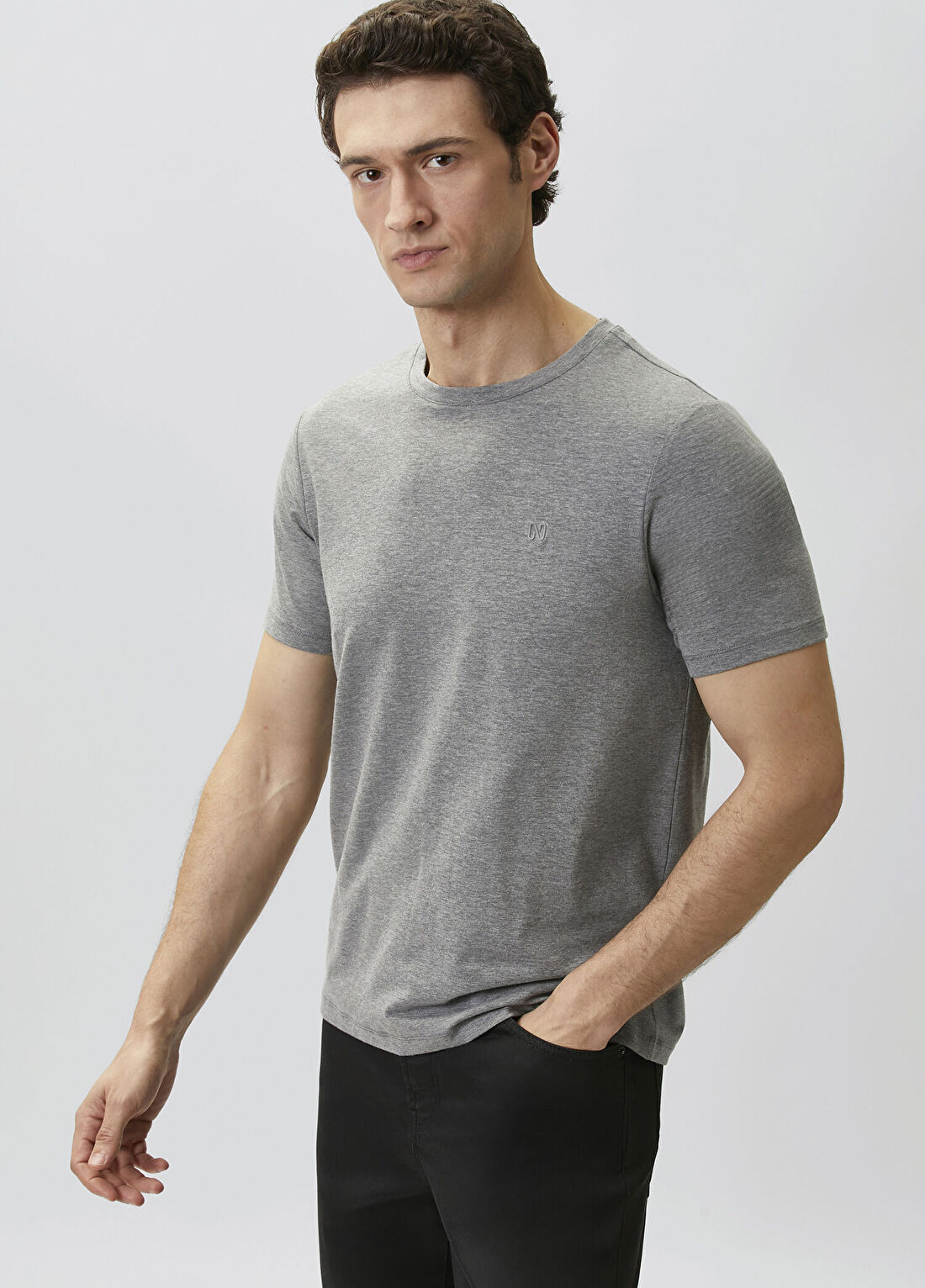 Network Gri Melanj Basic T-shirt görsel 2