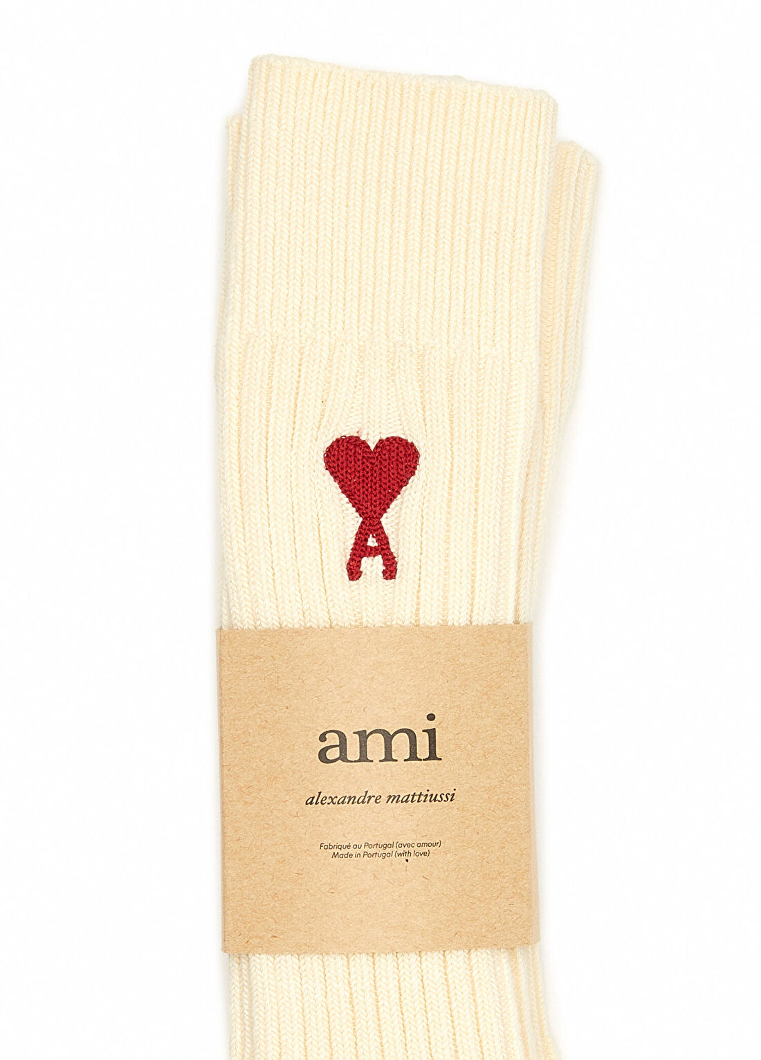 Ami Paris Ekru Logo Nakışlı Kadın Çorap