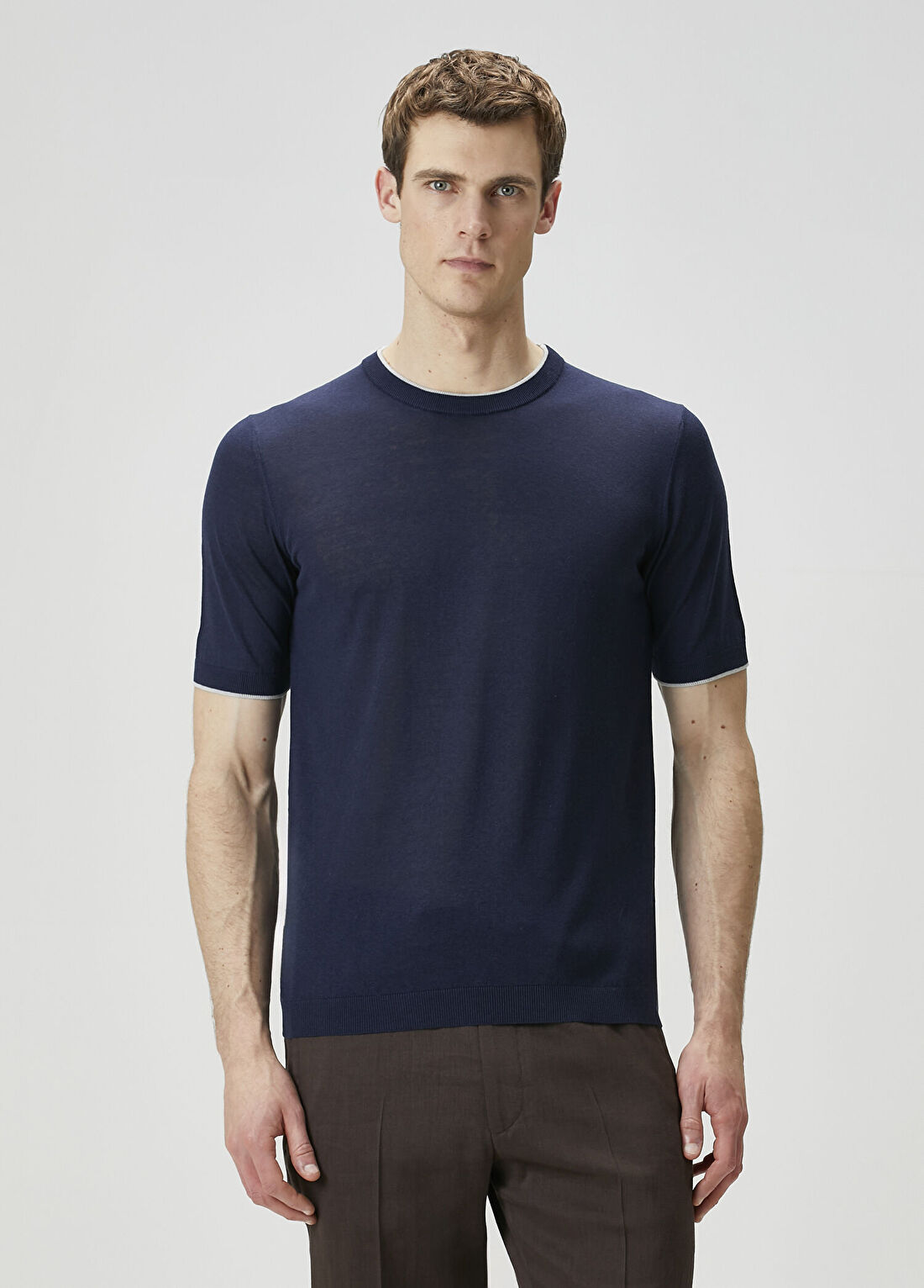 Maurizio Baldassari Lacivert İpek T-shirt
