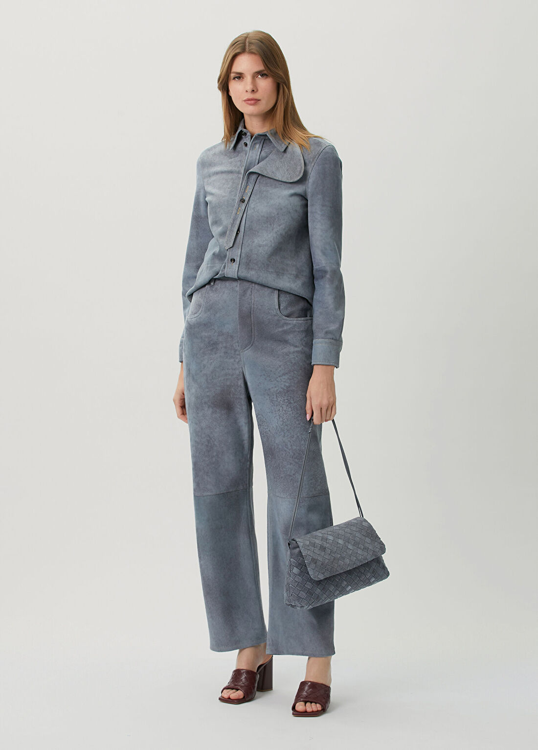 Bottega Veneta Indigo Deri Gömlek görsel 2