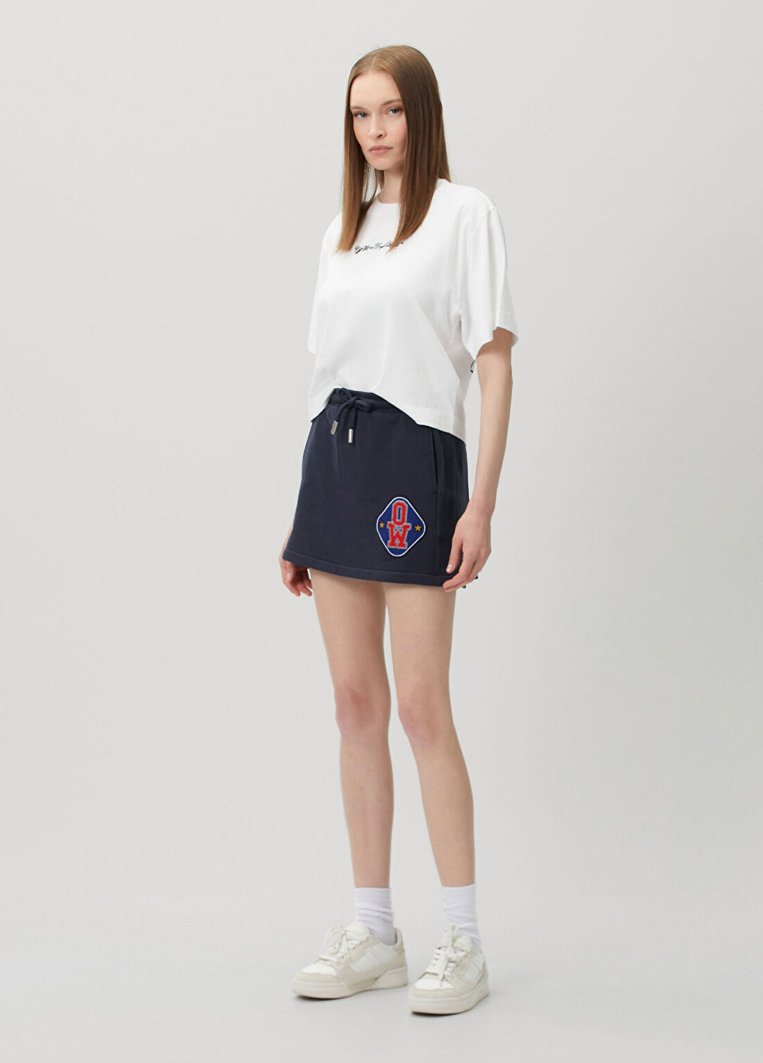 Off-White Lacivert Logolu Mini Etek