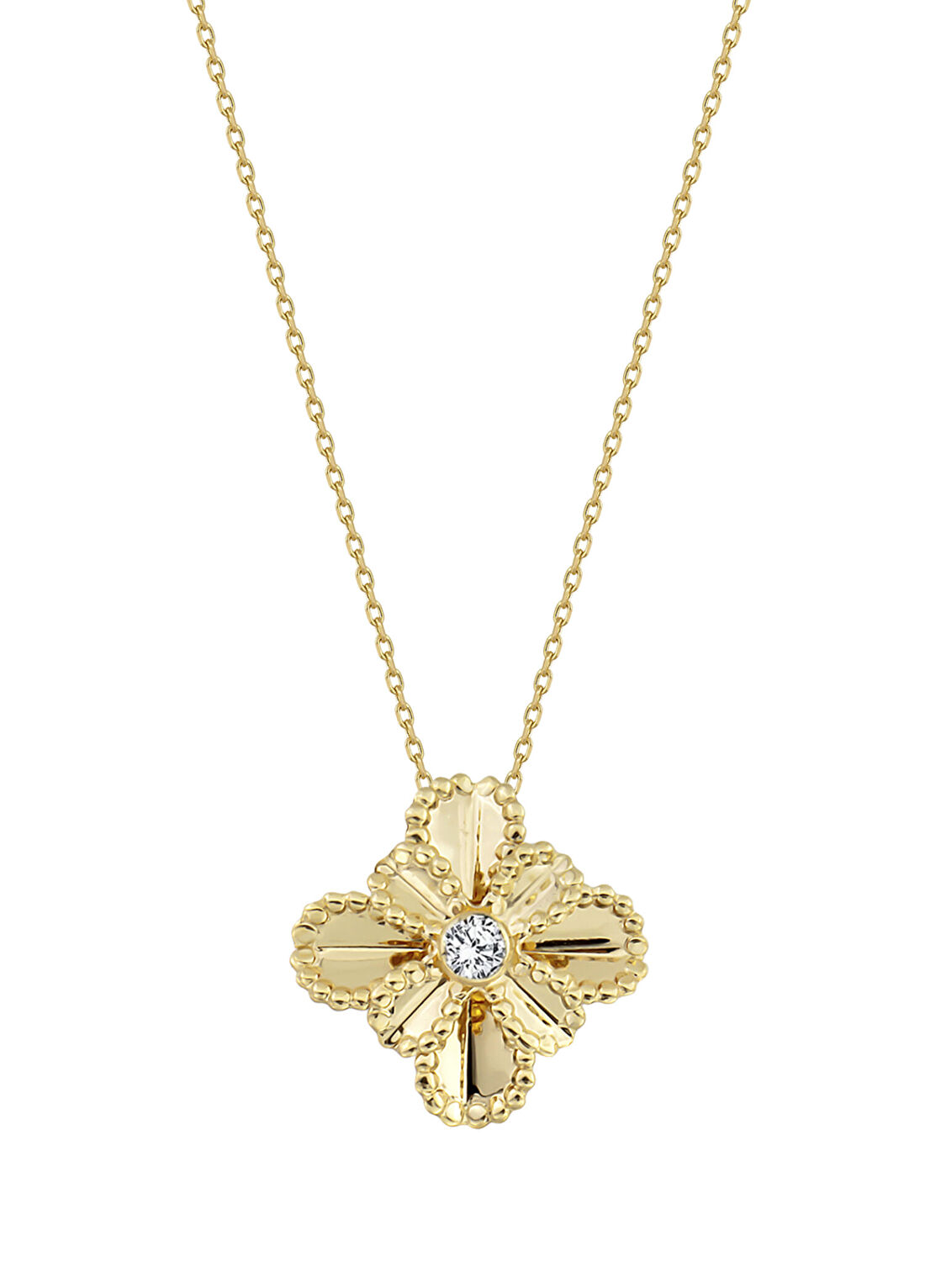 Orena Jewelry Lotus Pırlantalı 14 Ayar Altın Kadın Kolye