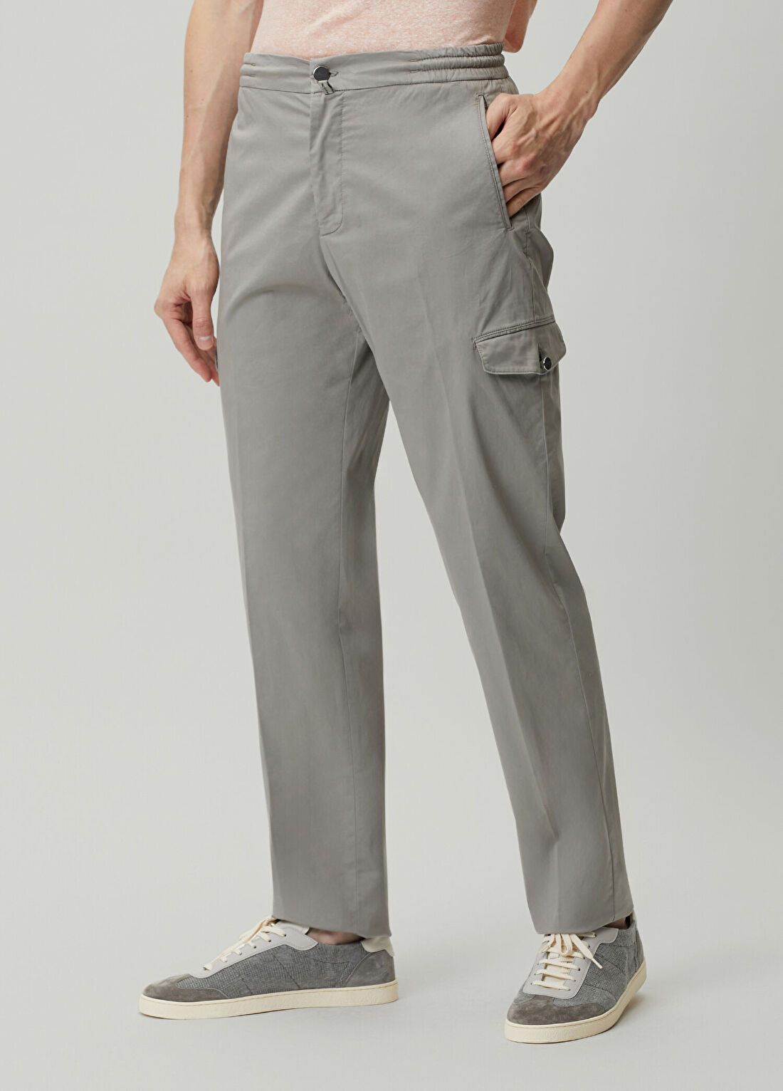 Kiton Gri Beli Kordonlu Kargo Pantolon görsel 2