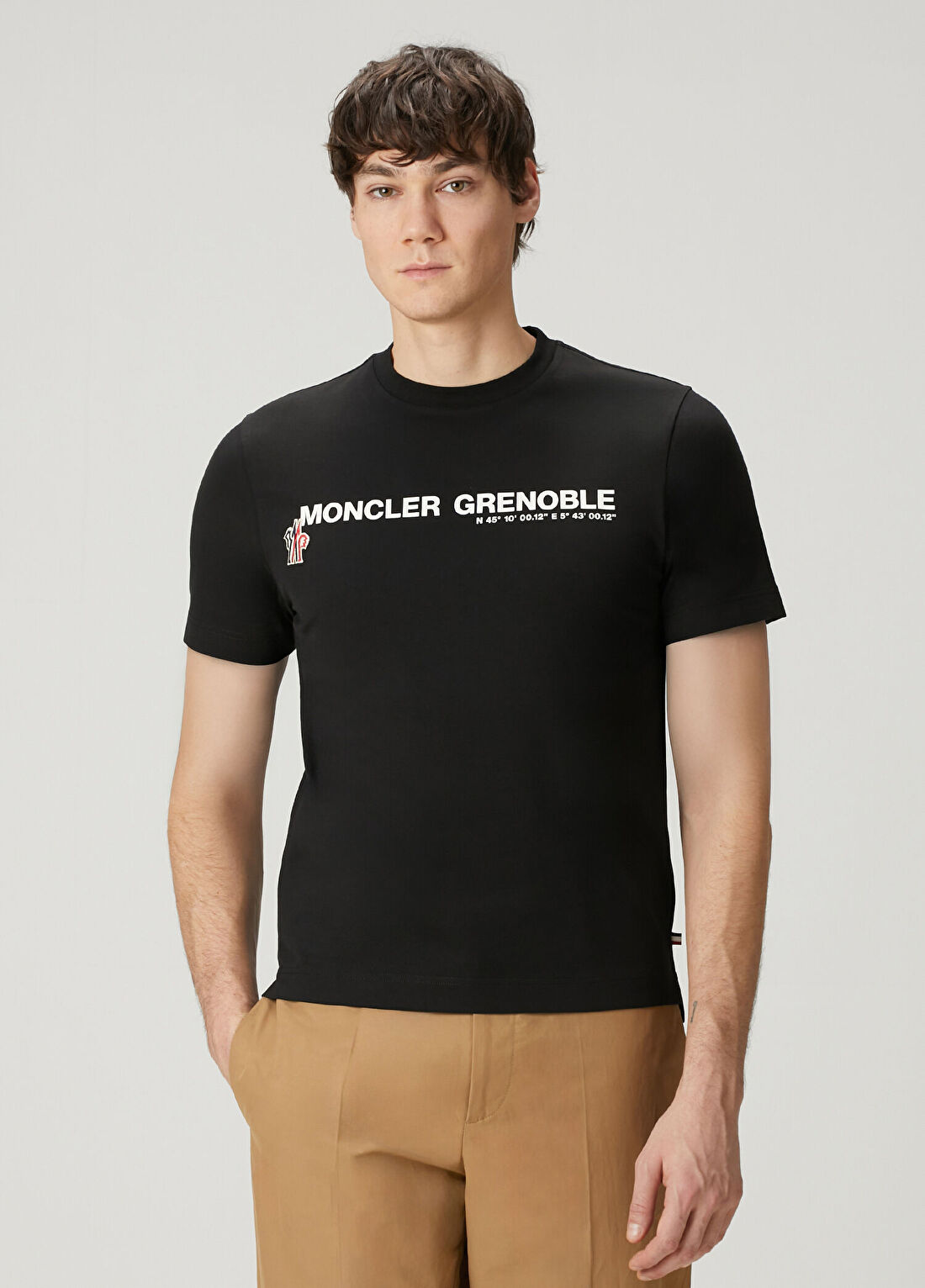 Moncler Grenoble Siyah Logo Baskılı T-shirt