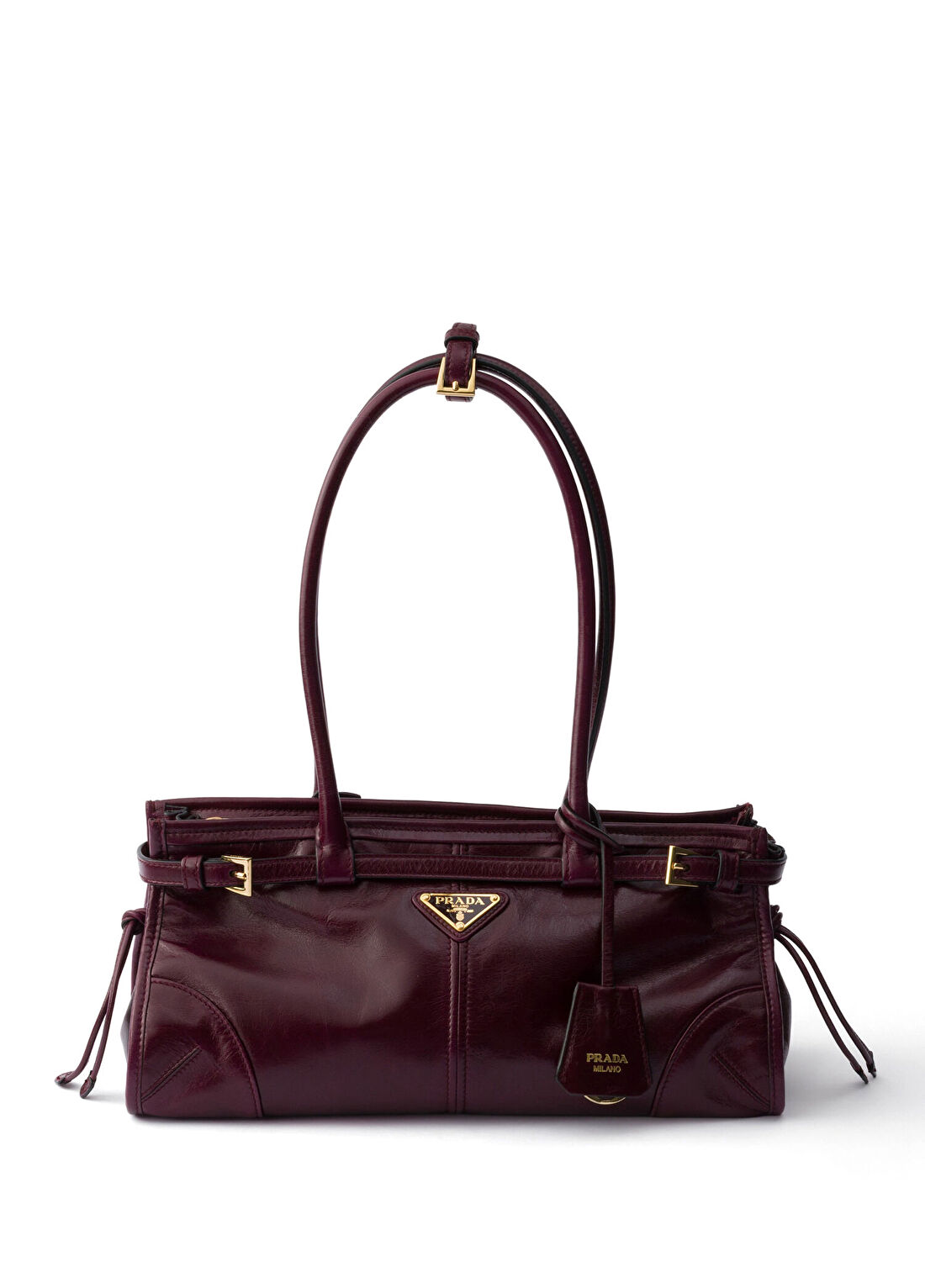 Prada Bonnie Bordo Deri Orta Boy Kadın El Çantası