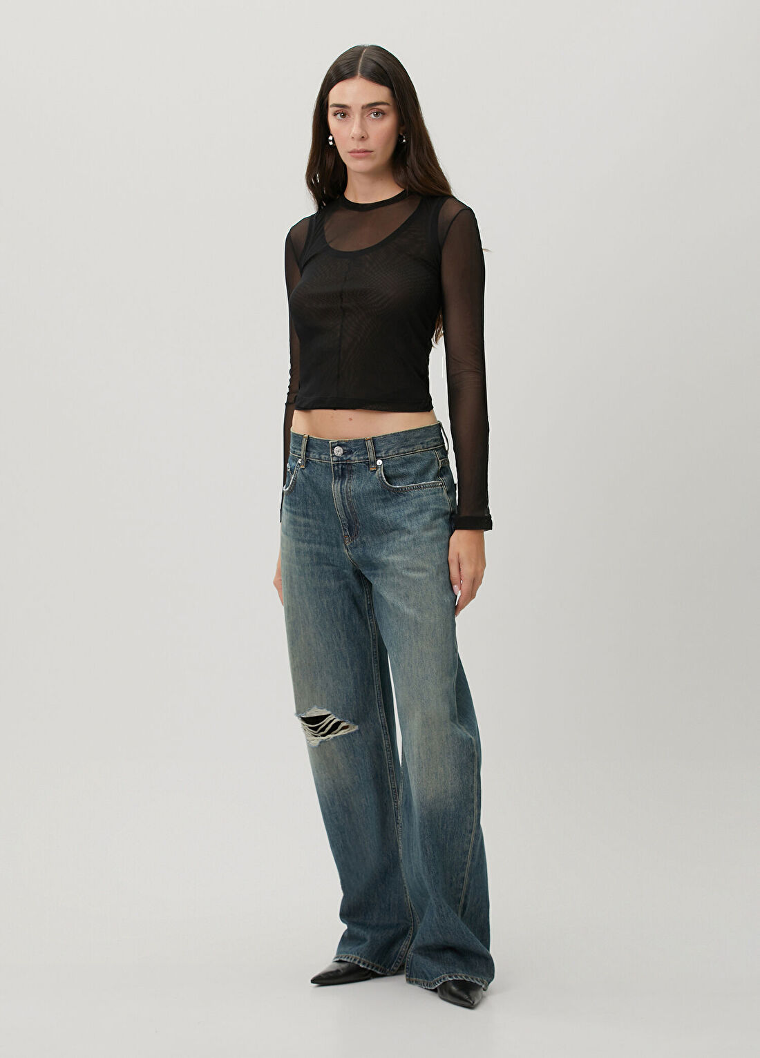 Helmut Lang Koyu Mavi Bootcut Jean Pantolon