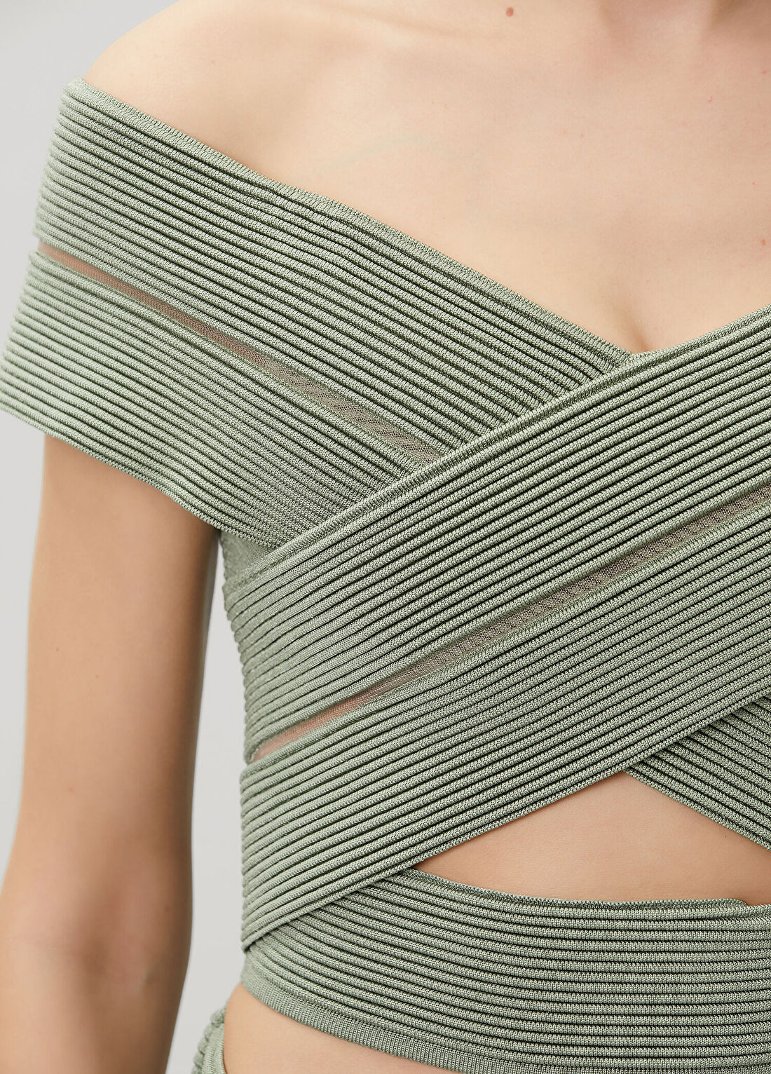 Balmain Yeşil Nervürlü Dokulu Büstiyer görsel 4