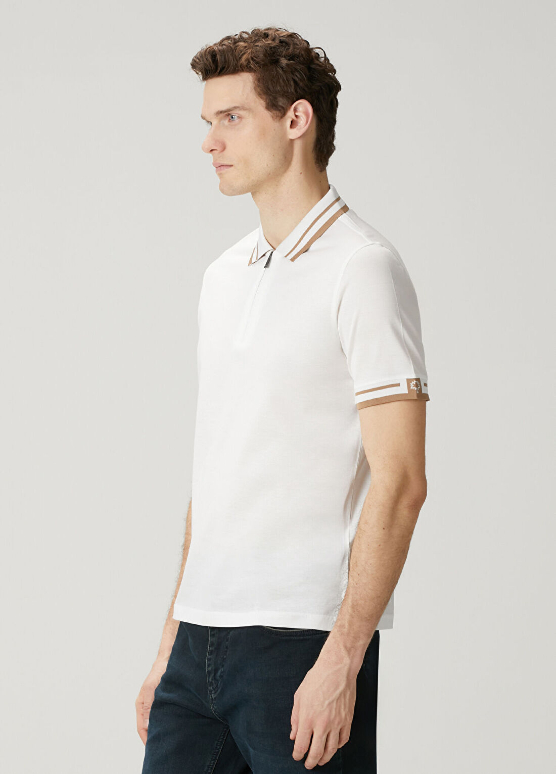 Pal Zileri Beyaz Polo Yaka T-shirt görsel 3