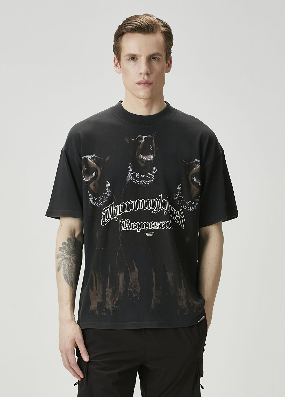 Represent Siyah Baskılı T-shirt