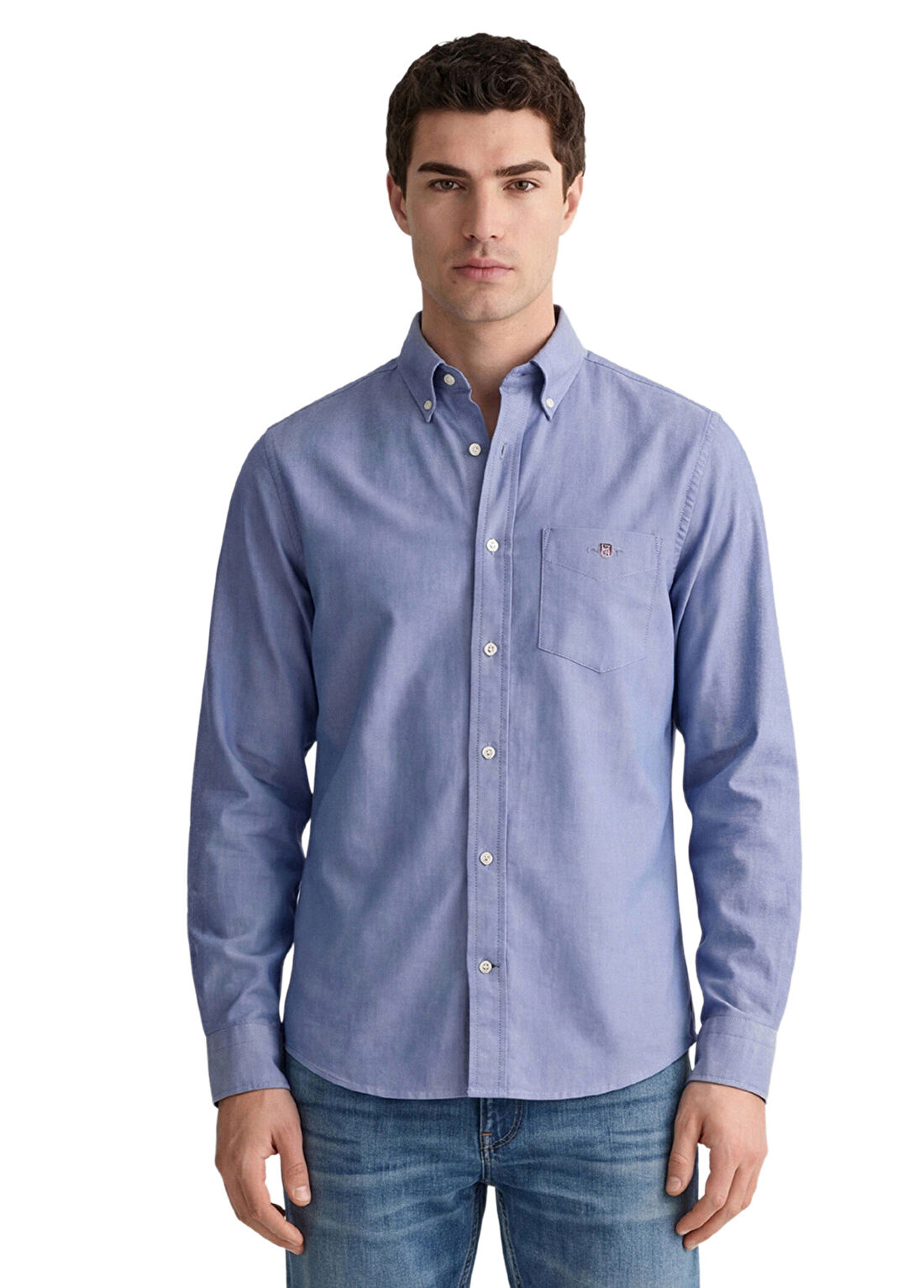 Gant Mavi Regular Fit Düğmeli Yaka Uzun Kollu Erkek Gömlek
