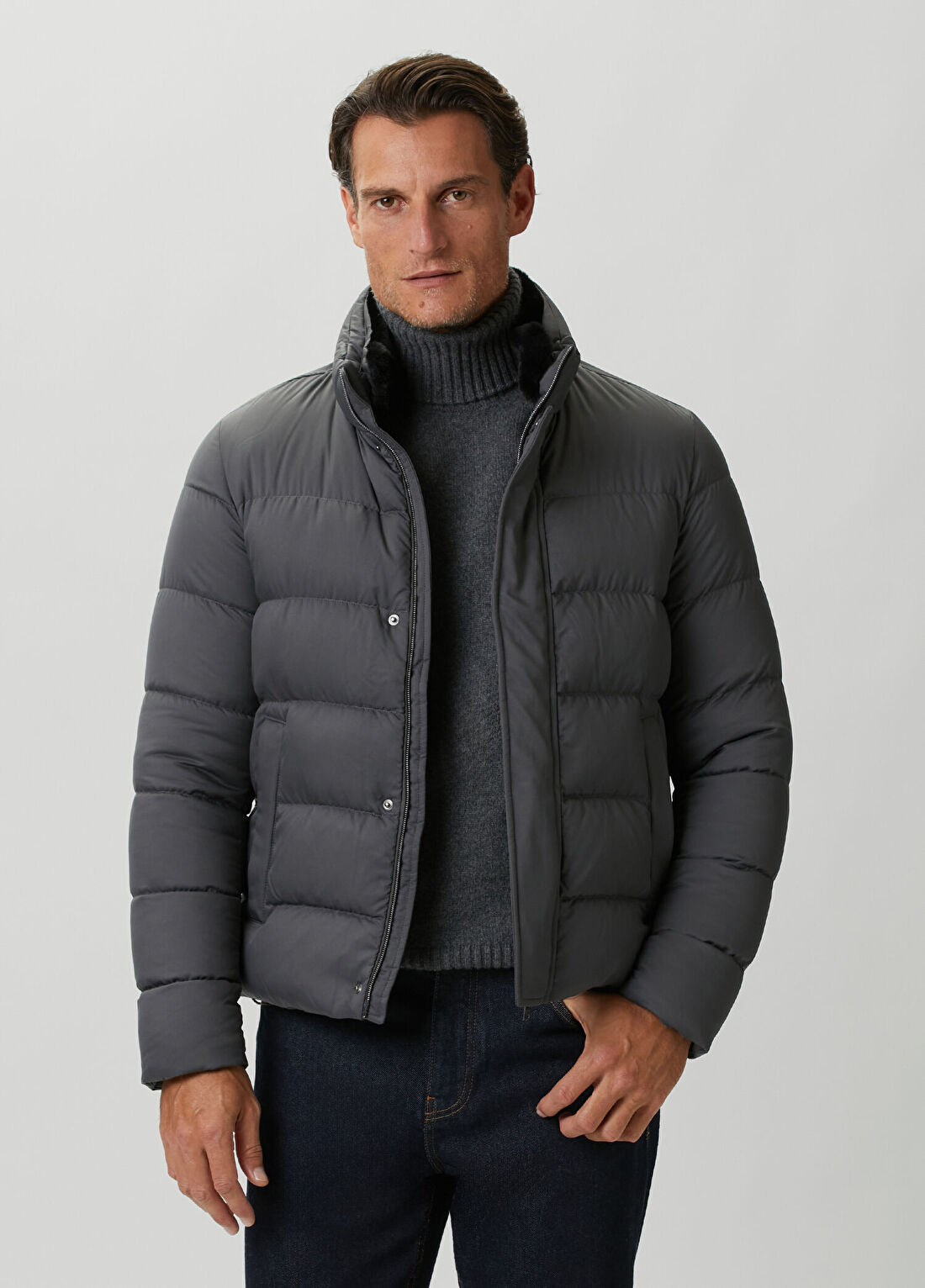 Herno Siyah Kapitoneli Puffer Mont