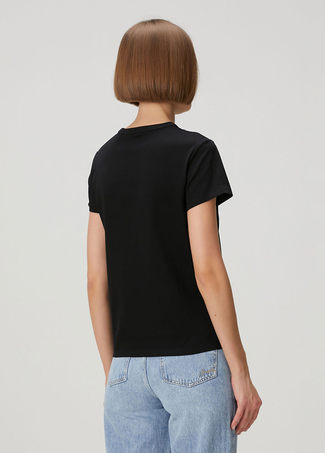 Boss Siyah Logo Nakışlı Jersey T-shirt görsel 4