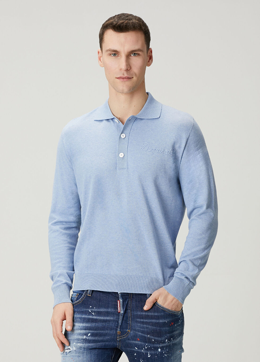 Dsquared2 Açık Mavi Polo Yaka Triko