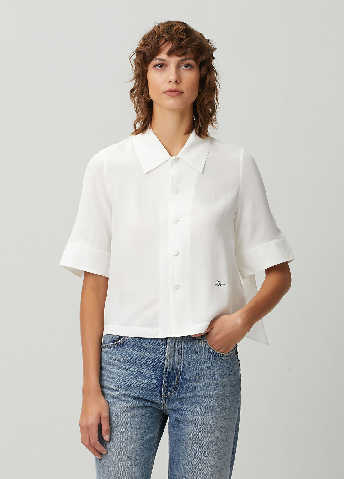 Zadig&Voltaire Telmy Beyaz Kısa Kol İpek Gömlek