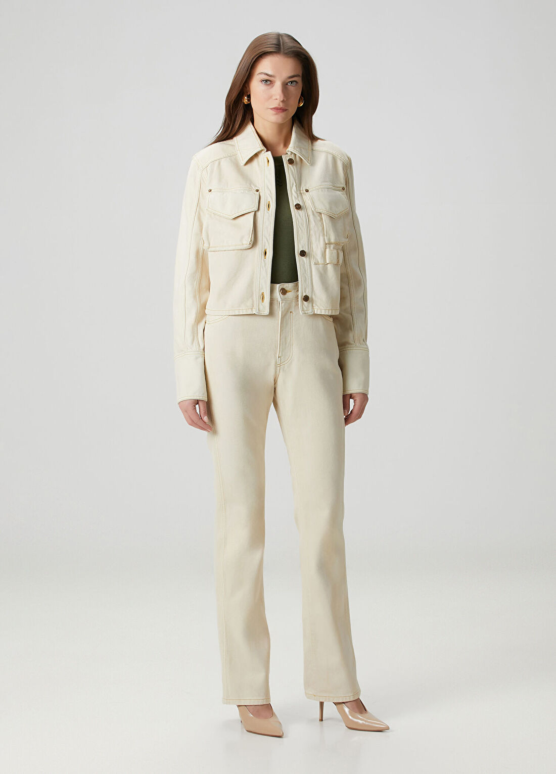 Balmain Bej Denim Ceket görsel 2