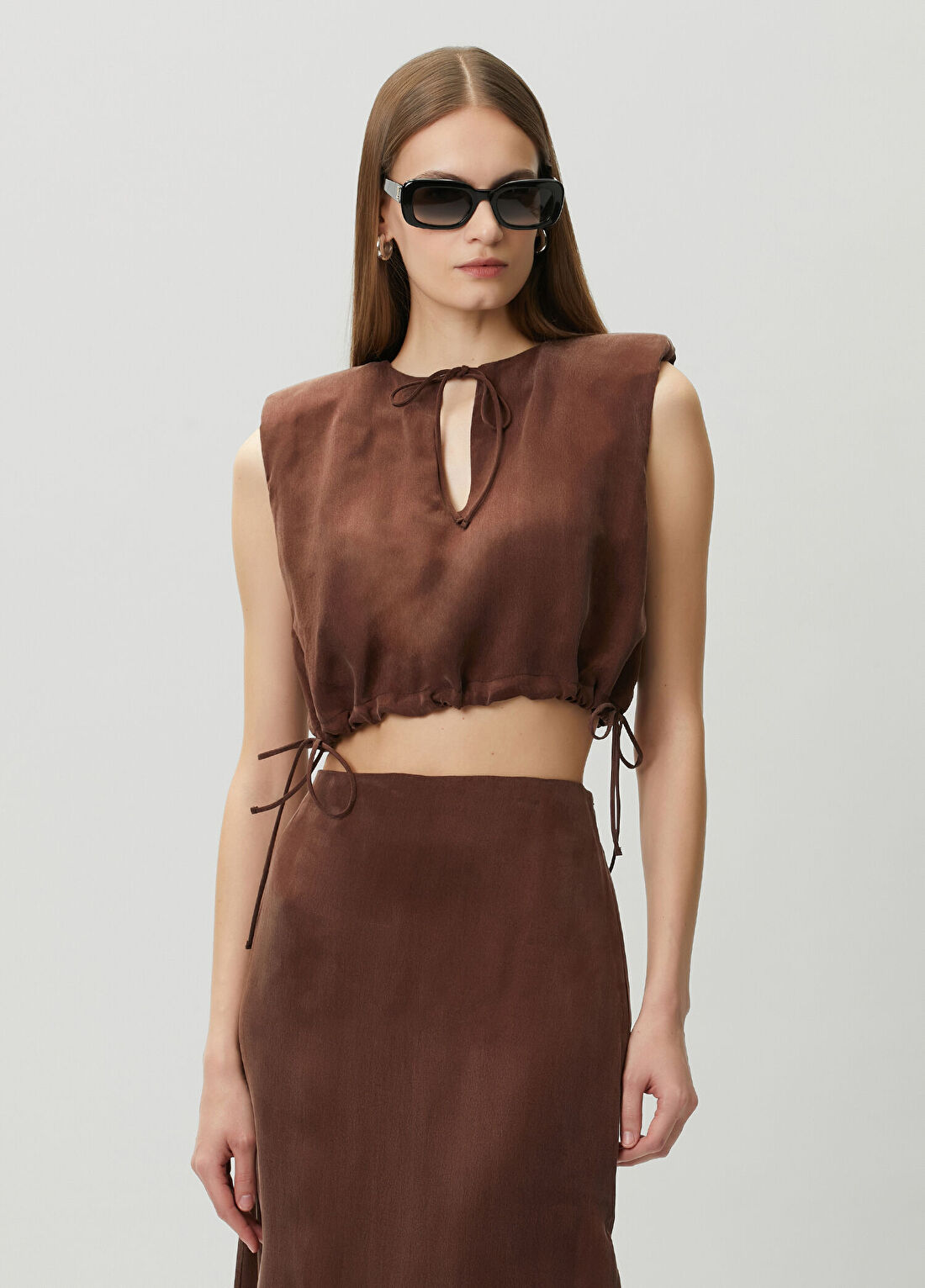 Undress Code Jolene Kahverengi Crop Bluz