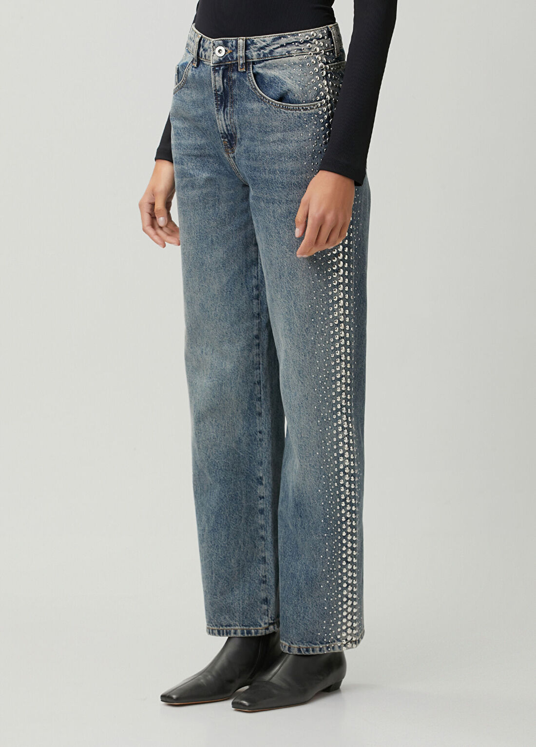 Academia Mavi Troklu Straight Leg Jean Pantolon görsel 3