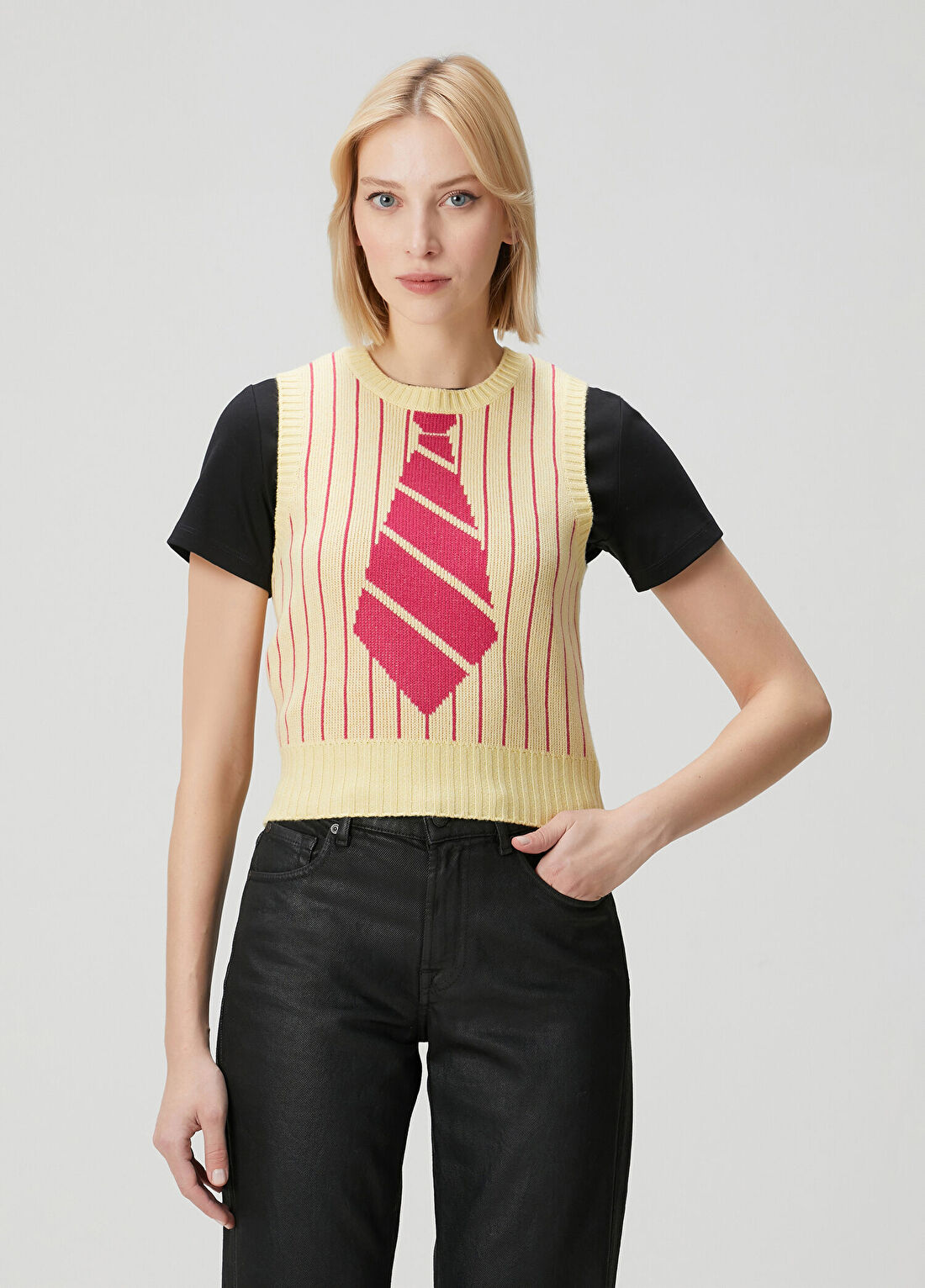 Kenzo Trompe Loeil Açık Sarı Çizgili Süveter